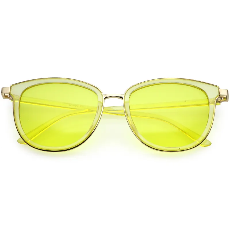 Colorful Transparent Horned Rim Color Tone Lens Sunglasses C607 sold by ZeroUV
