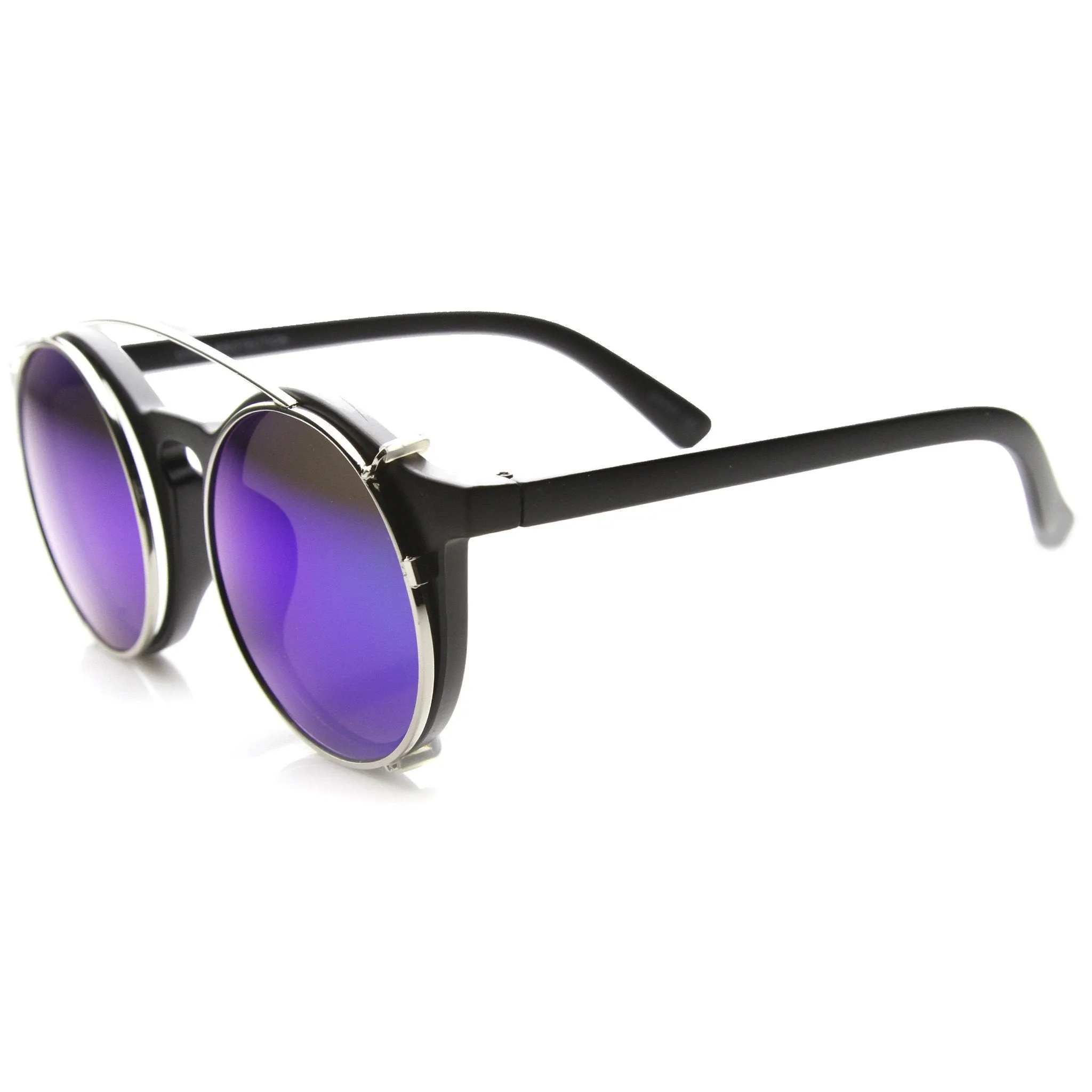 Vintage Oversize Round Mirrored Clip On Lens Sunglasses sold by ZeroUV product image thumbnail 5
