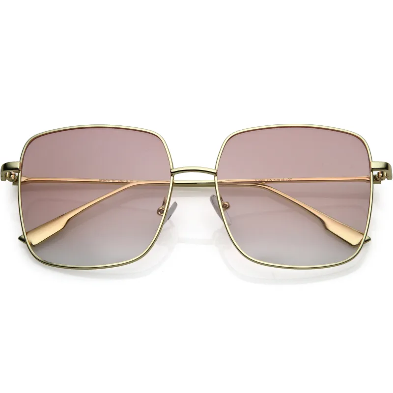 Oversize Women's Square Flat Lens Thin Metal Sunglasses C922 sold by ZeroUV