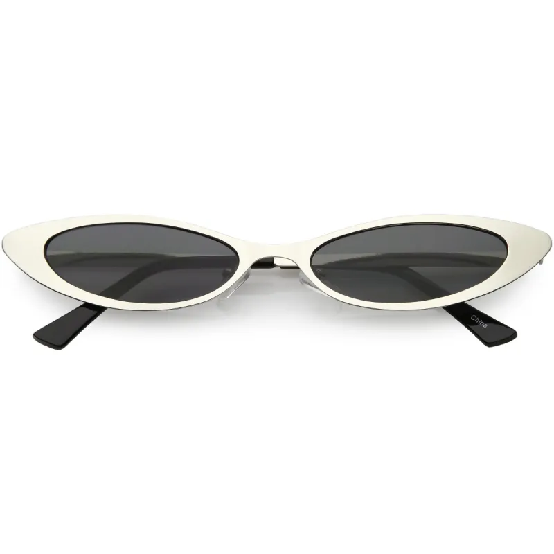 Retro 1990's Small Slim Flat Lens Metal Cat Eye Sunglasses C716 sold by ZeroUV