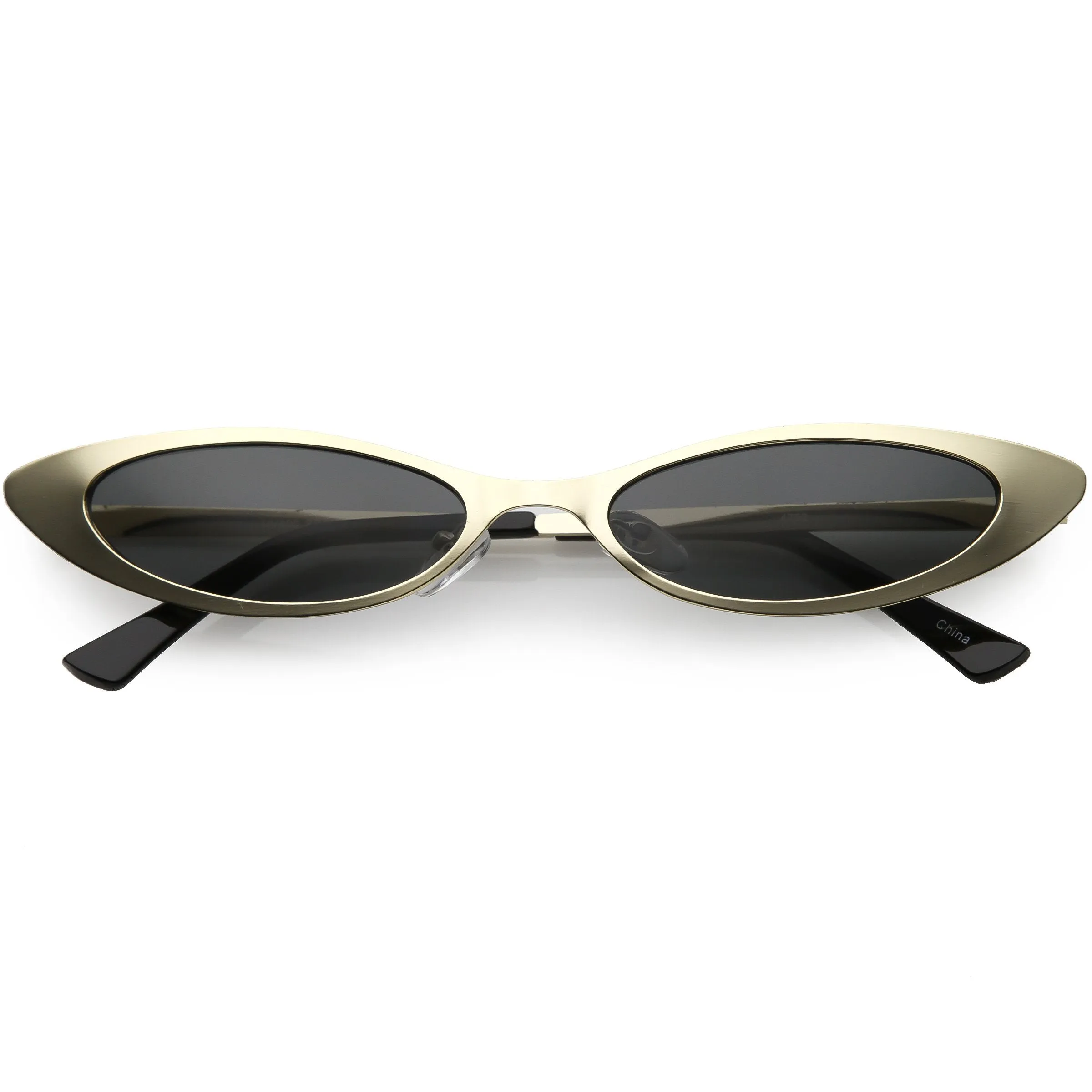 Retro 1990's Small Slim Flat Lens Metal Cat Eye Sunglasses C716 sold by ZeroUV product image thumbnail 5