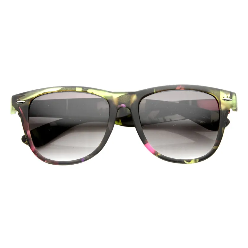 Women's Colorful Flower Print Fashion Horned Rim Sunglasses 9645 sold by ZeroUV