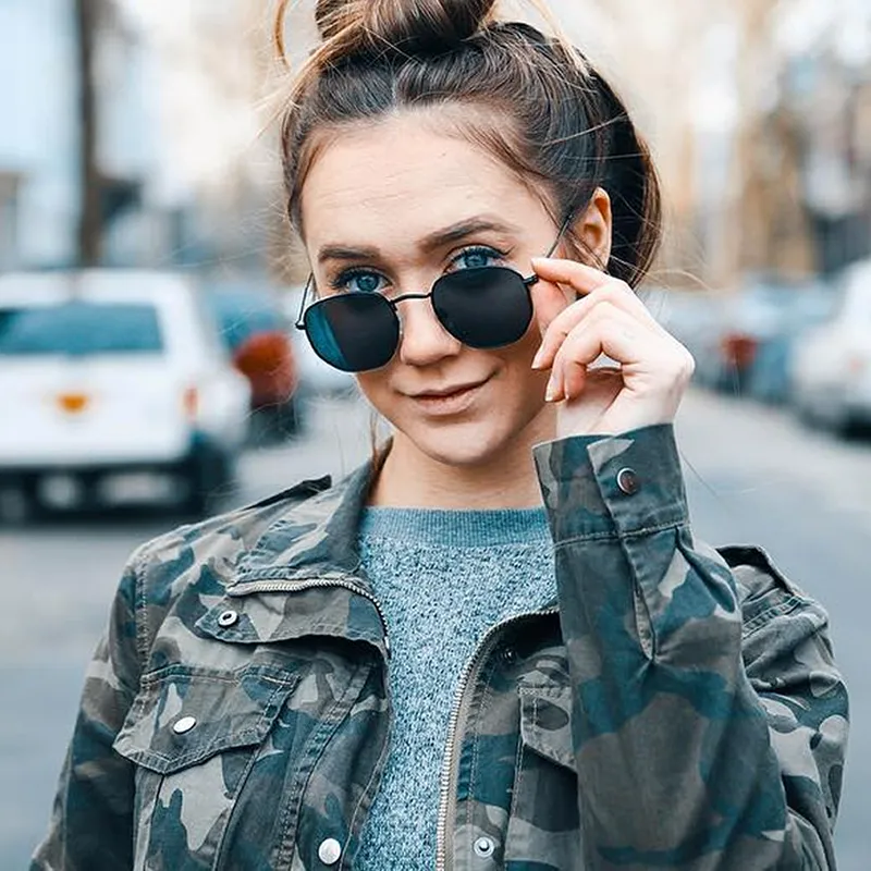 Retro Dapper Indie Modern Flat Geometric Lens Sunglasses C518 sold by ZeroUV product image thumbnail 2