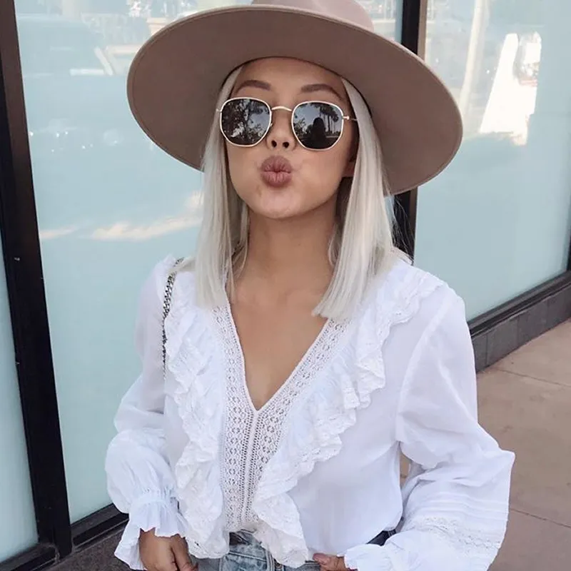 Retro Dapper Indie Modern Flat Geometric Lens Sunglasses C518 sold by ZeroUV product image thumbnail 3