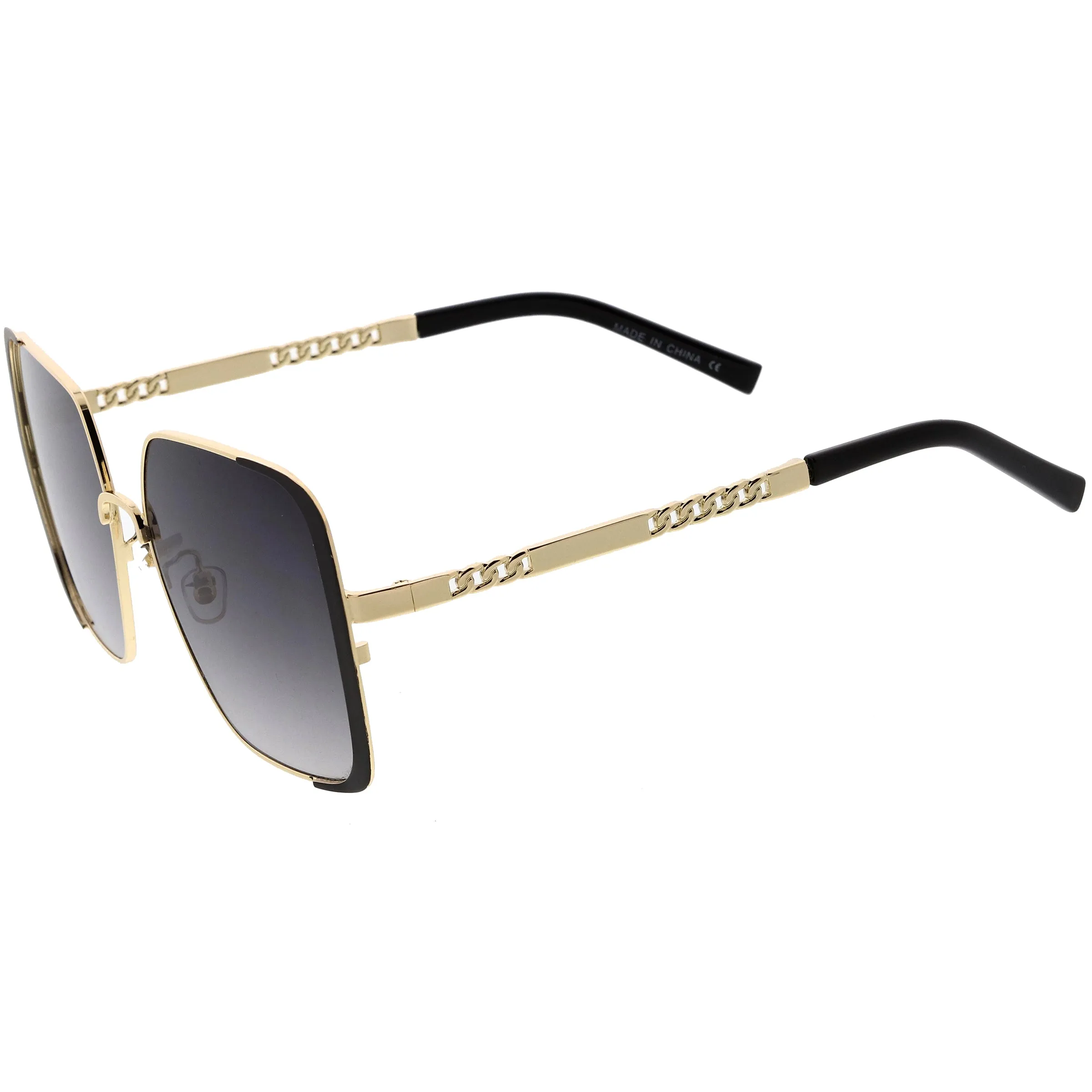 Luxe Oversize Retro Embellished Frame Square Sunglasses D031 sold by ZeroUV product image thumbnail 3