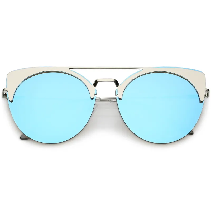 Retro Modern Oversize Mirrored Flat Lens Aviator Sunglasses C402 sold by ZeroUV