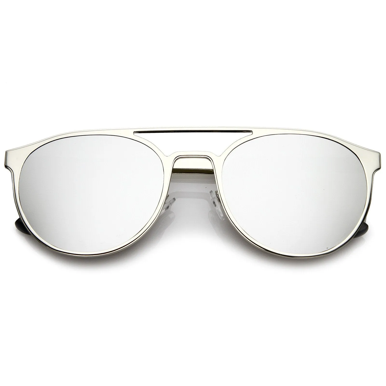Modern Horned Rim Sleek Round Flat Lens Sunglasses A905 sold by ZeroUV product image thumbnail 4