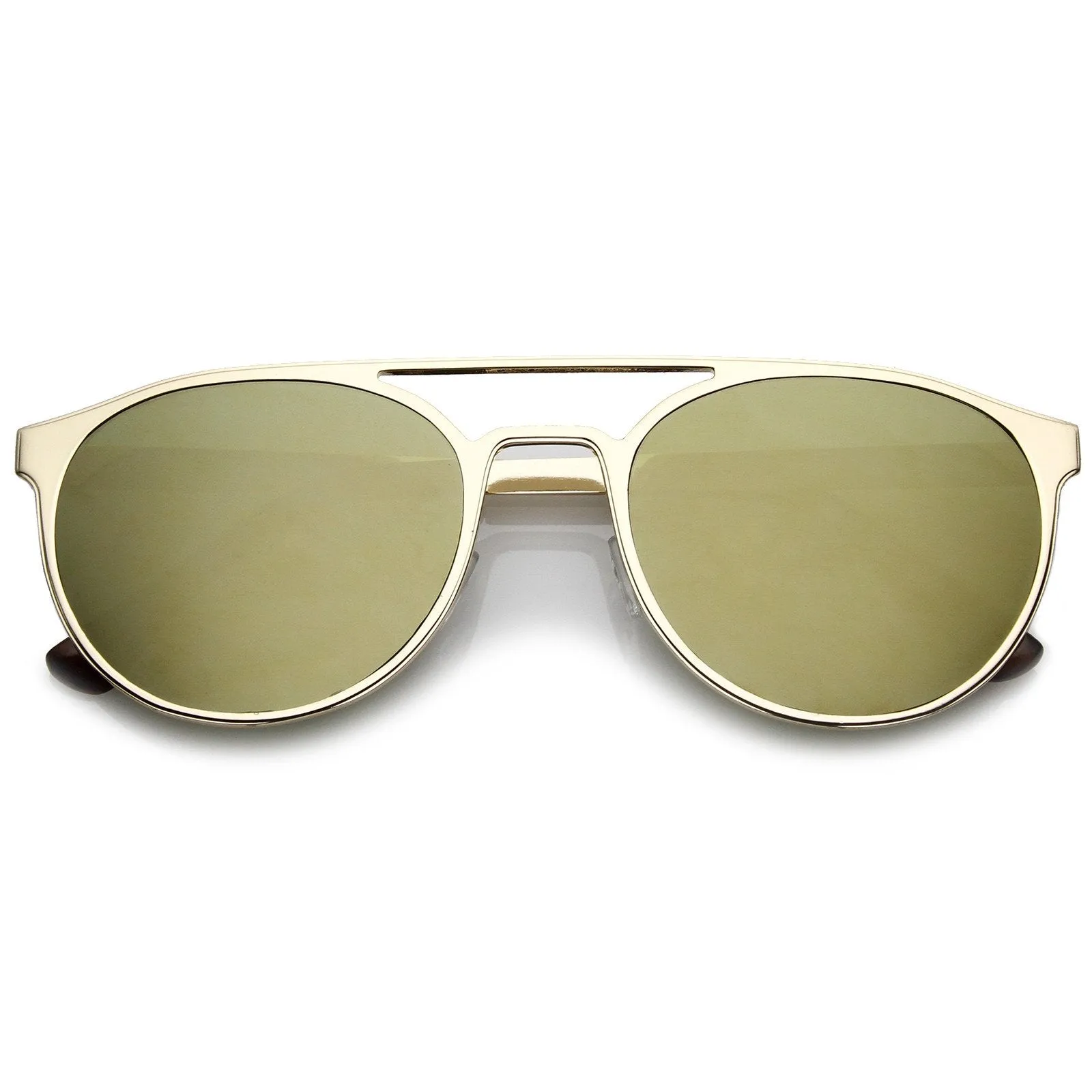 Modern Horned Rim Sleek Round Flat Lens Sunglasses A905 sold by ZeroUV product image thumbnail 5