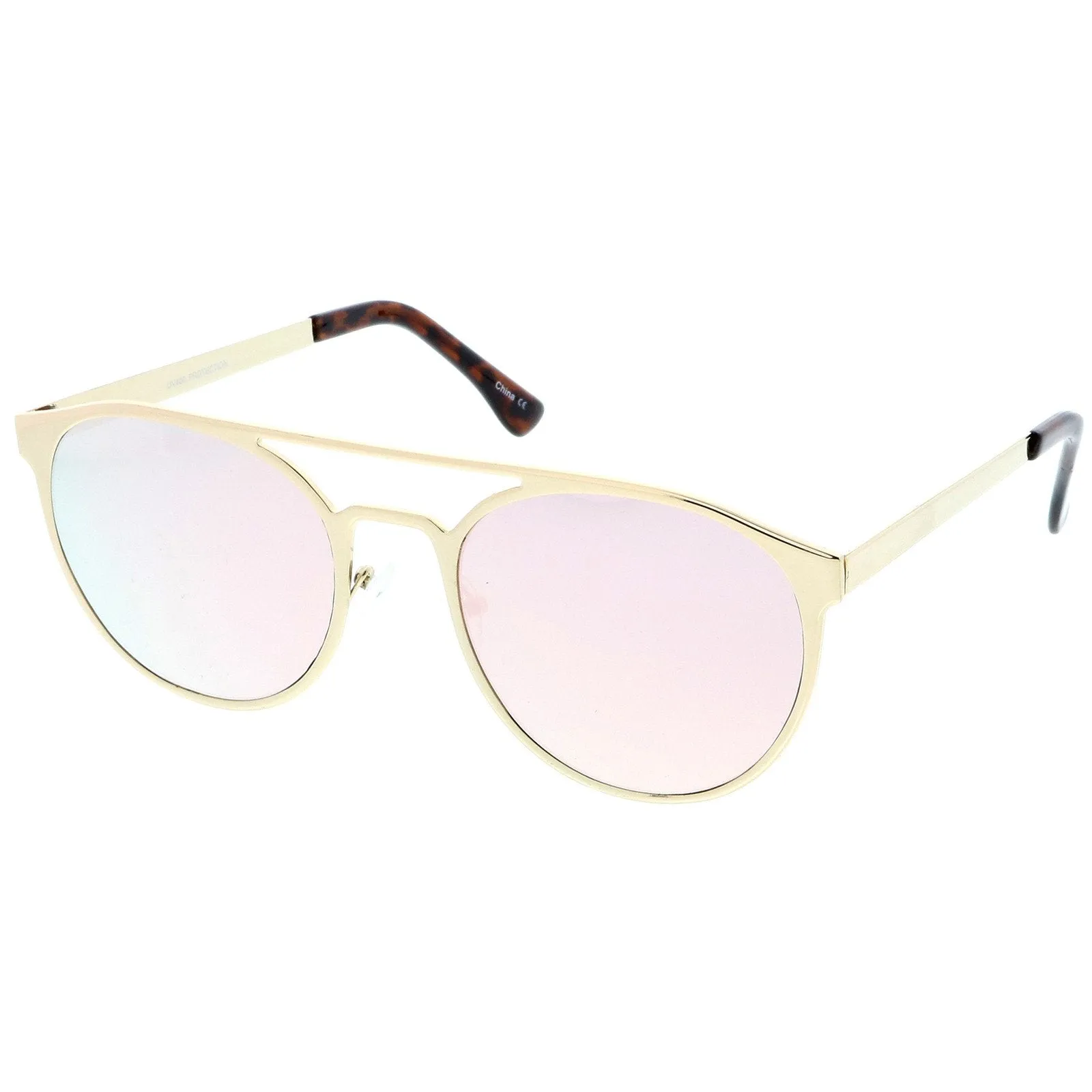 Modern Horned Rim Sleek Round Flat Lens Sunglasses A905 sold by ZeroUV product image thumbnail 2
