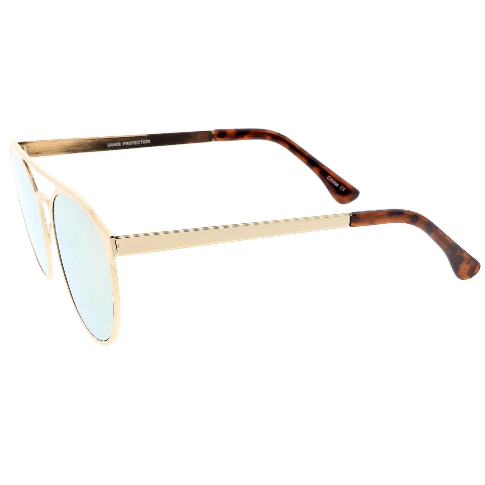 Modern Horned Rim Sleek Round Flat Lens Sunglasses A905 sold by ZeroUV product image thumbnail 3