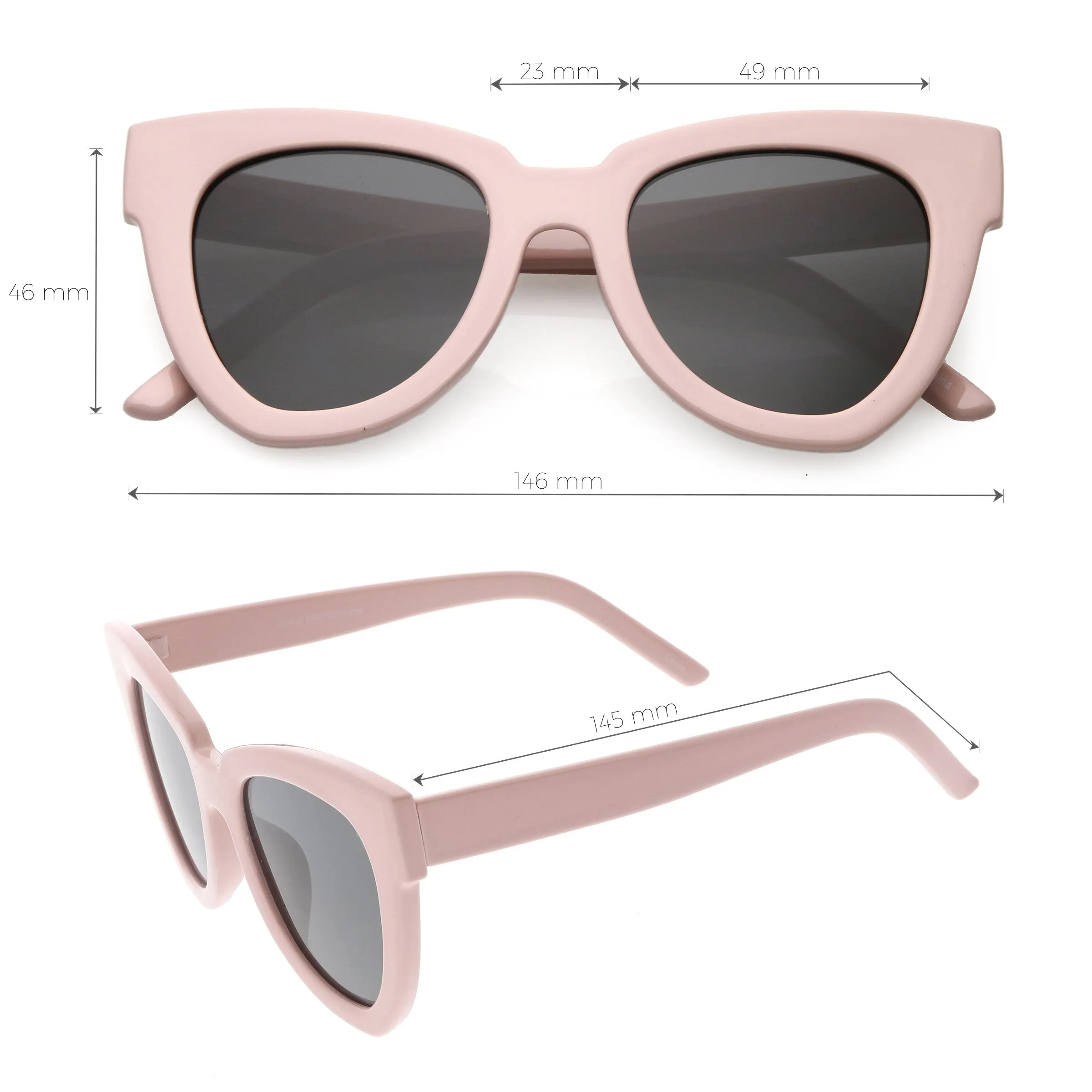 Retro Modern Oversize Women's Bold Flat Lens Cat Eye Sunglasses C621 sold by ZeroUV product image thumbnail 5