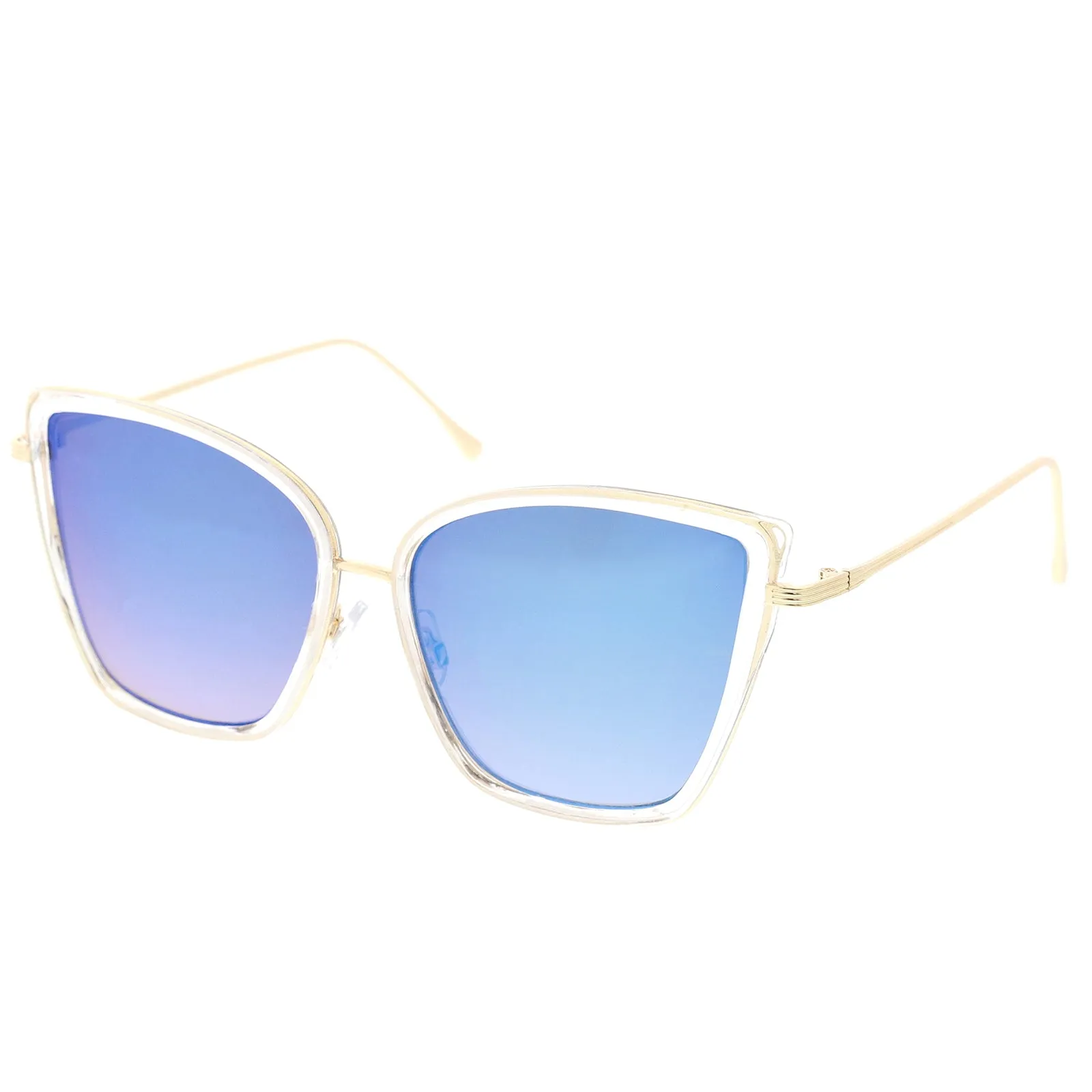 Women's Oversize Cat Eye Sunglasses With Slim Arms Colored Mirror Lens A919 sold by ZeroUV product image thumbnail 5