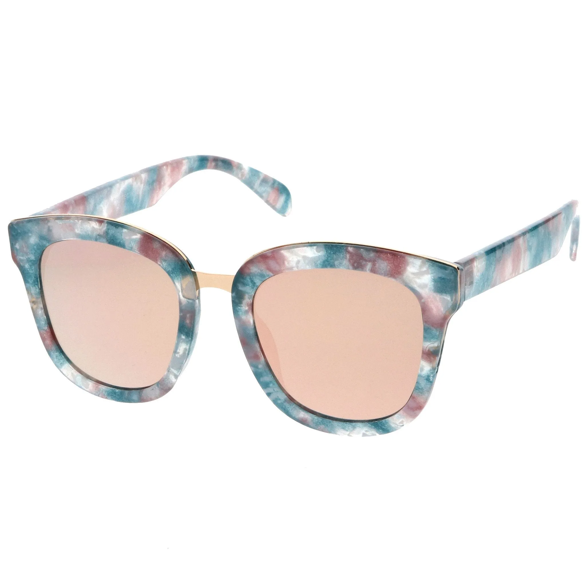 Women's Marble Mirrored Flat Lens Cat Eye Sunglasses C152 sold by ZeroUV product image thumbnail 4