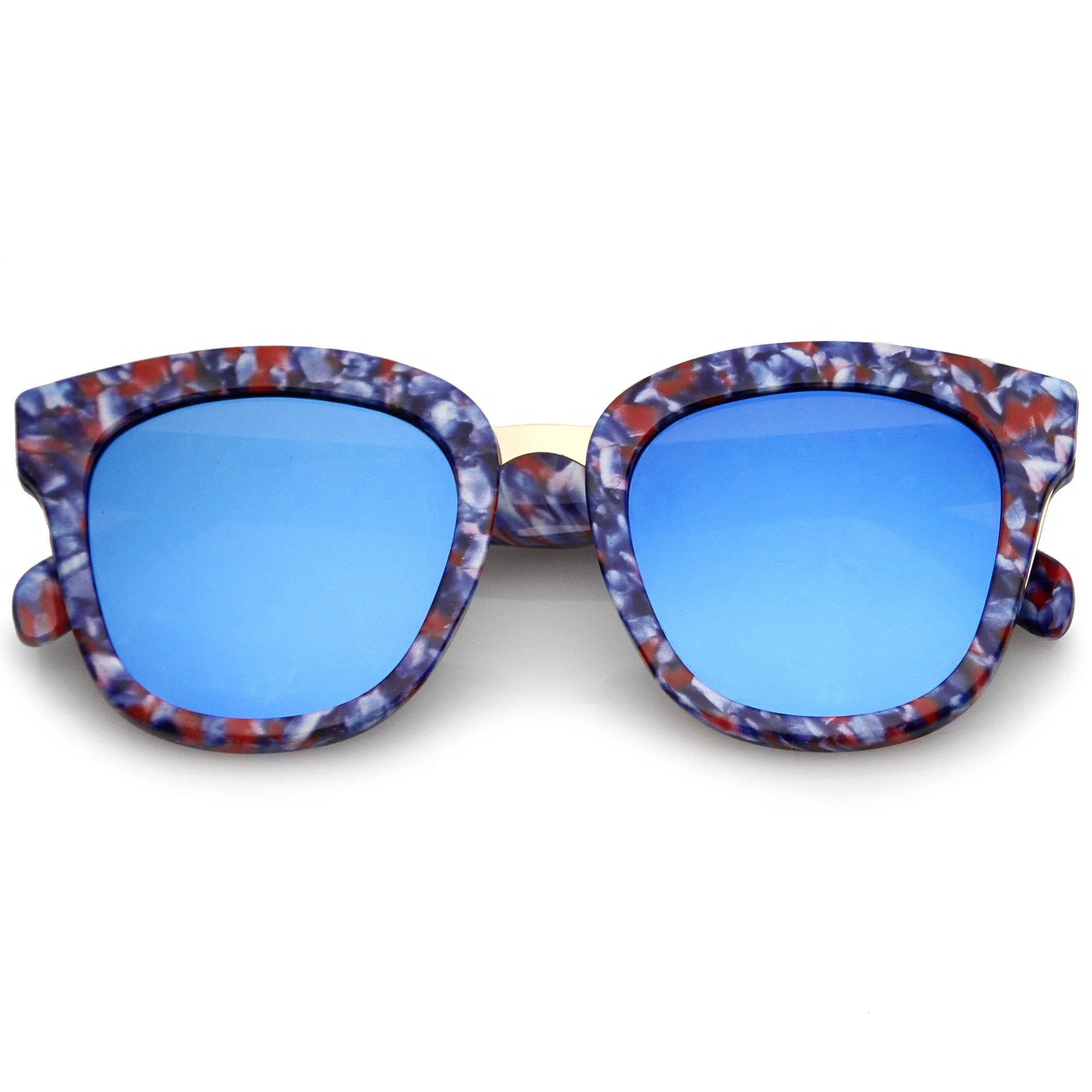 Women's Marble Mirrored Flat Lens Cat Eye Sunglasses C152 sold by ZeroUV