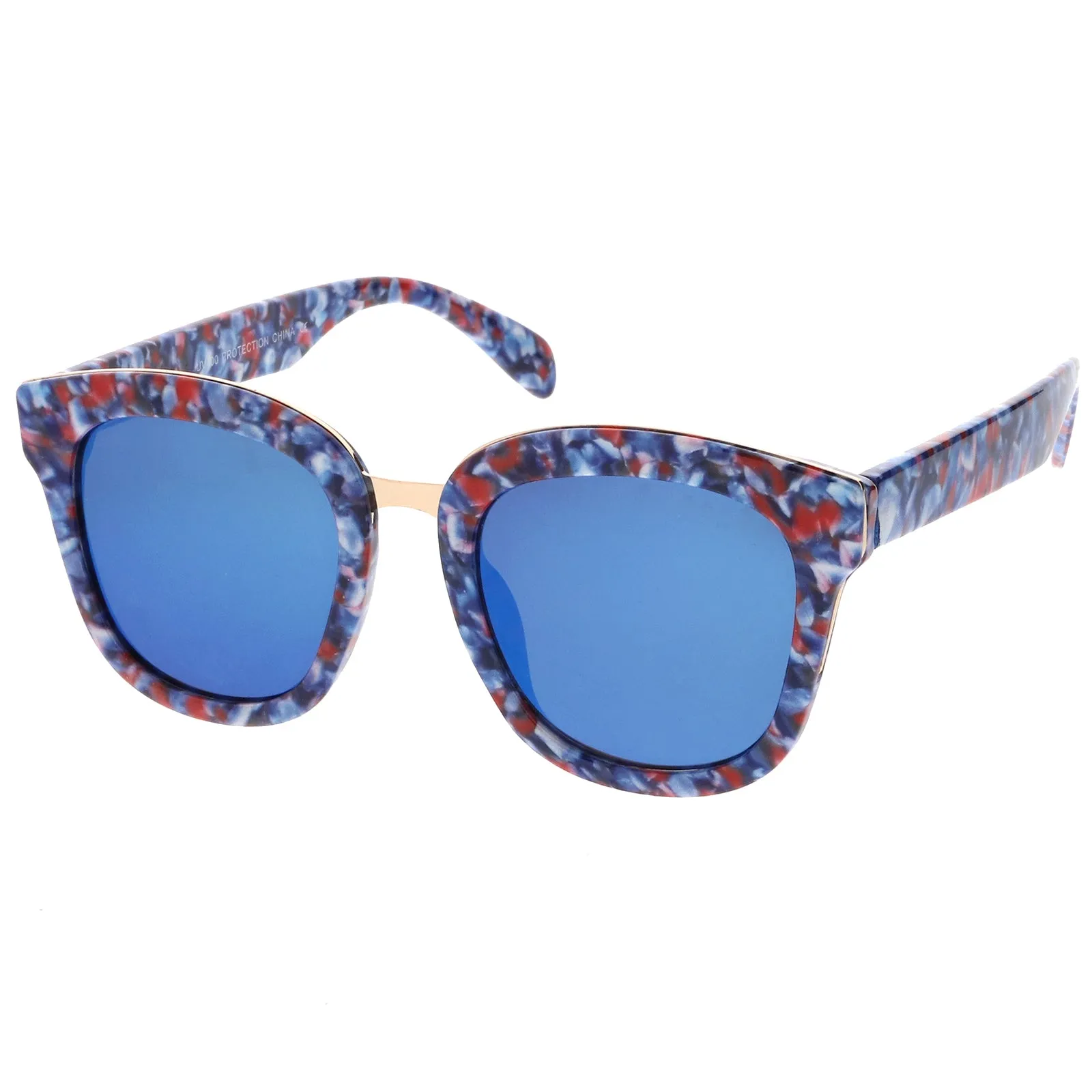 Women's Marble Mirrored Flat Lens Cat Eye Sunglasses C152 sold by ZeroUV product image thumbnail 2