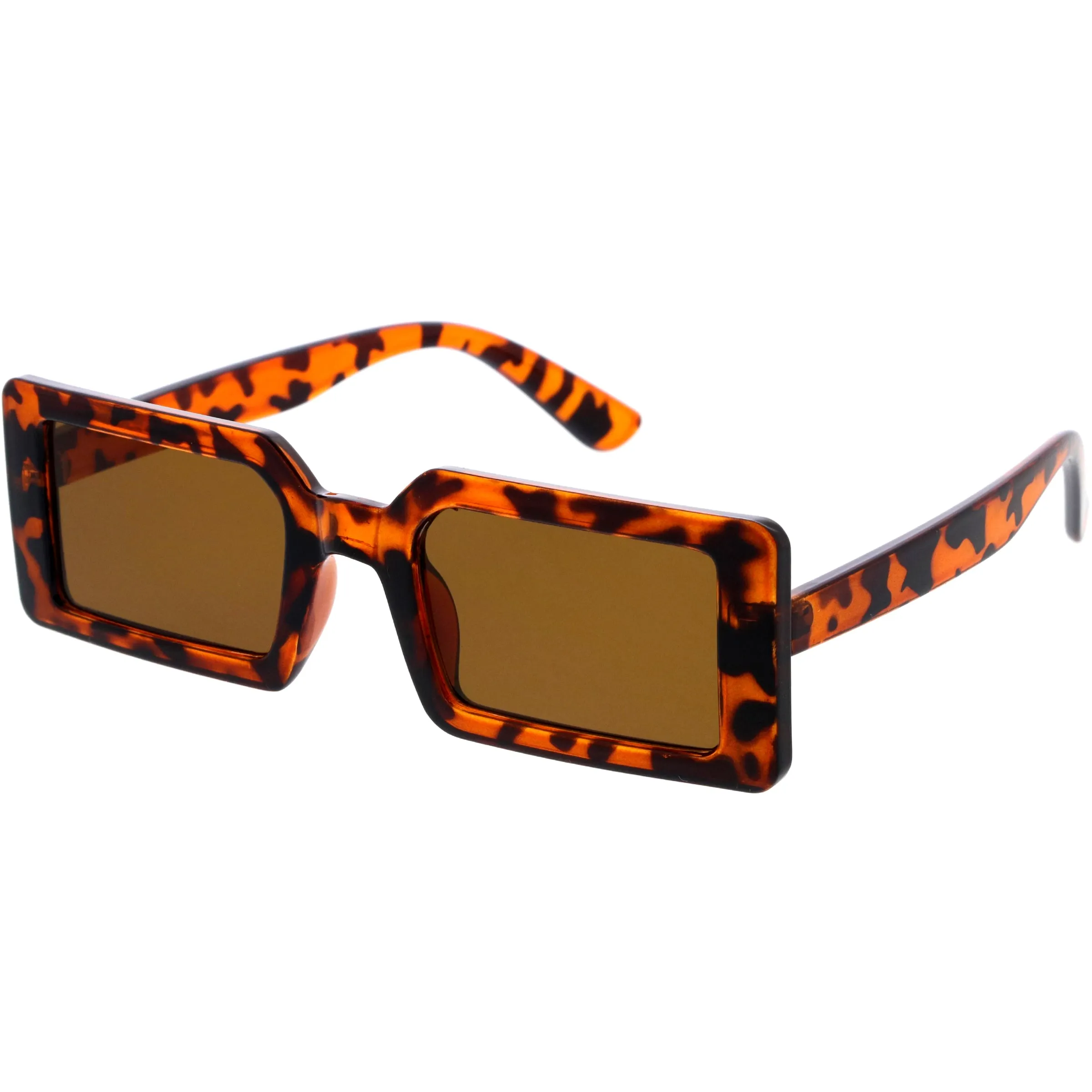 Retro 90s Rectangular Neutral Colored Lens Square Sunglasses D303 sold by ZeroUV product image thumbnail 5