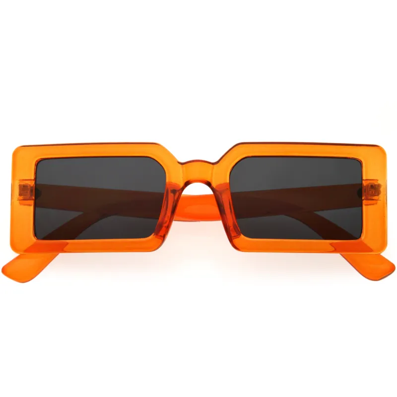 Retro 90s Rectangular Neutral Colored Lens Square Sunglasses D303 sold by ZeroUV