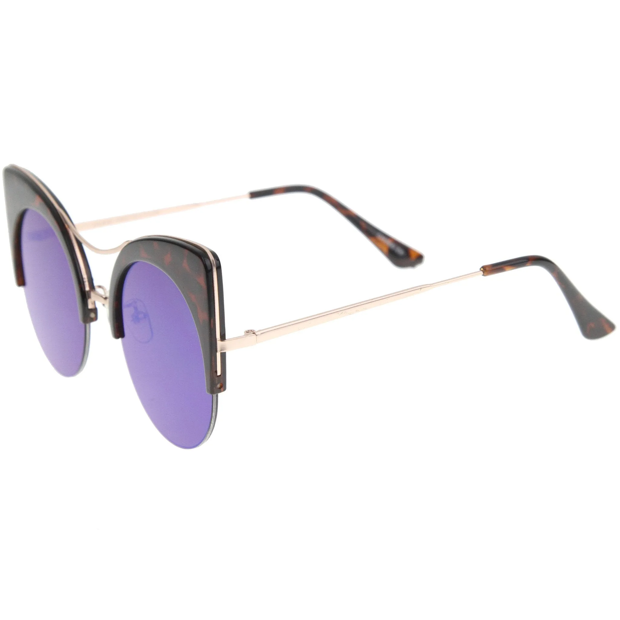 Oversize Flat Lens Round Cat Eye Mirror Lens Sunglasses A175 sold by ZeroUV product image thumbnail 3