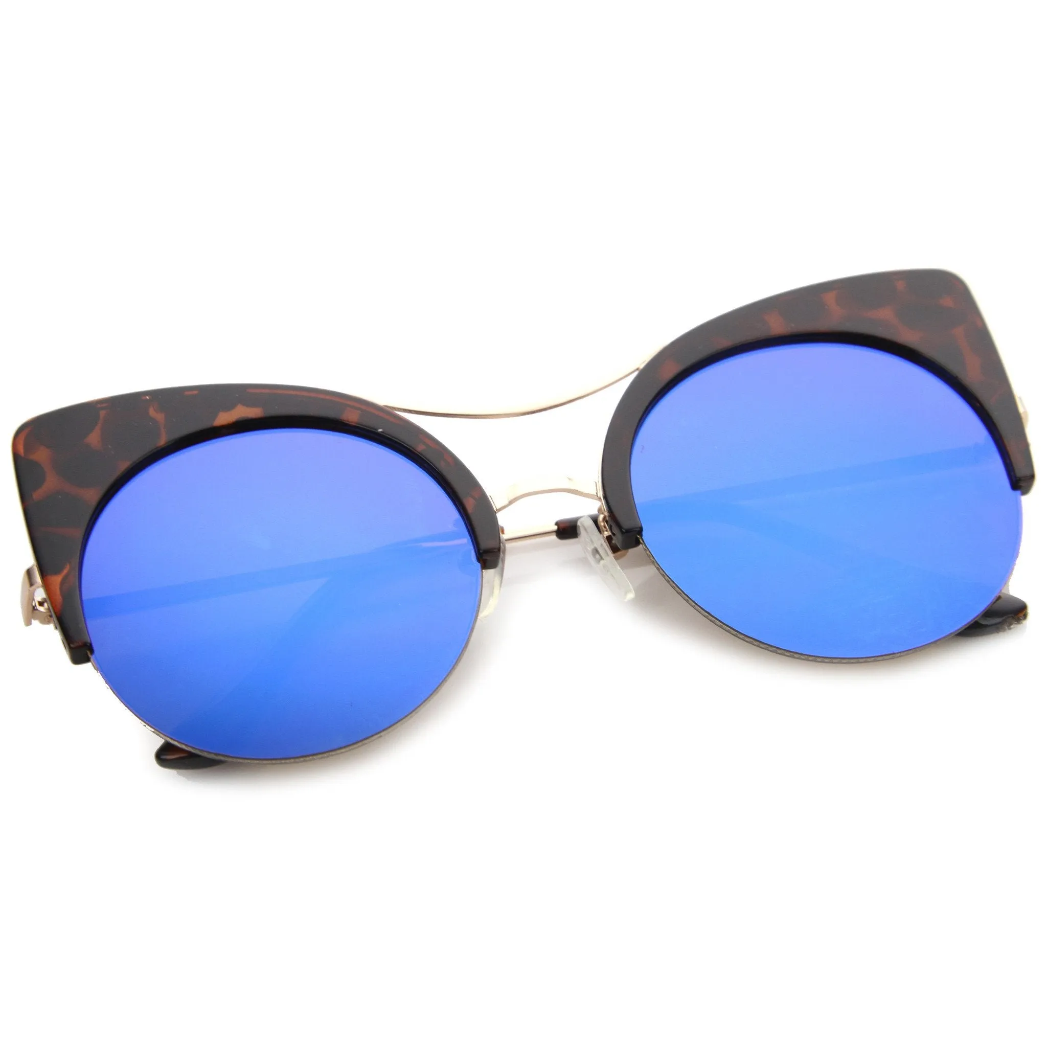 Oversize Flat Lens Round Cat Eye Mirror Lens Sunglasses A175 sold by ZeroUV product image thumbnail 4