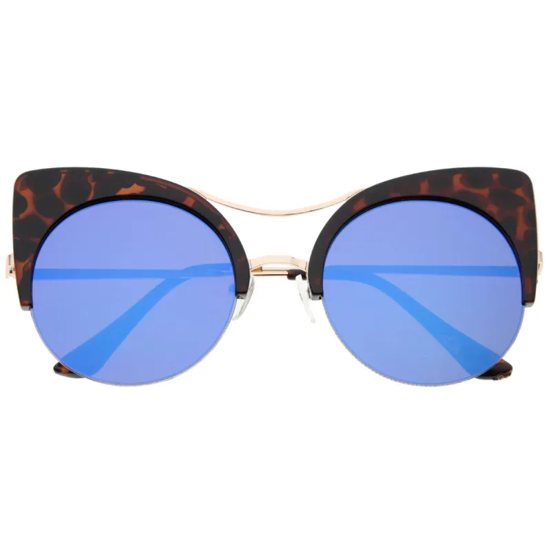 Oversize Flat Lens Round Cat Eye Mirror Lens Sunglasses A175 sold by ZeroUV