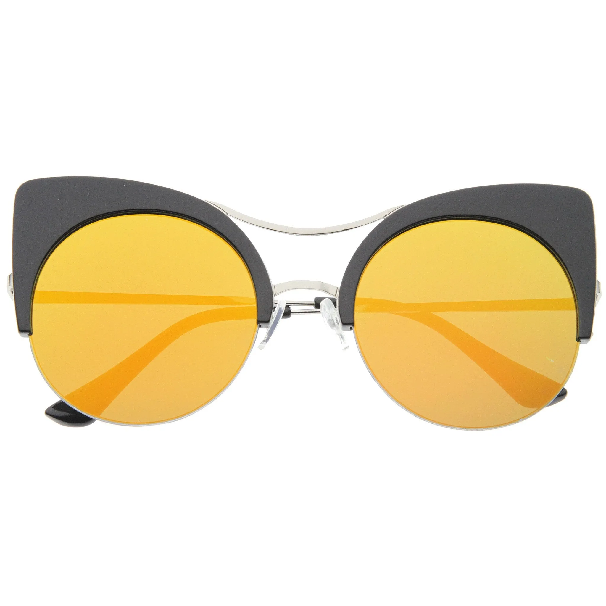 Oversize Flat Lens Round Cat Eye Mirror Lens Sunglasses A175 sold by ZeroUV product image thumbnail 5