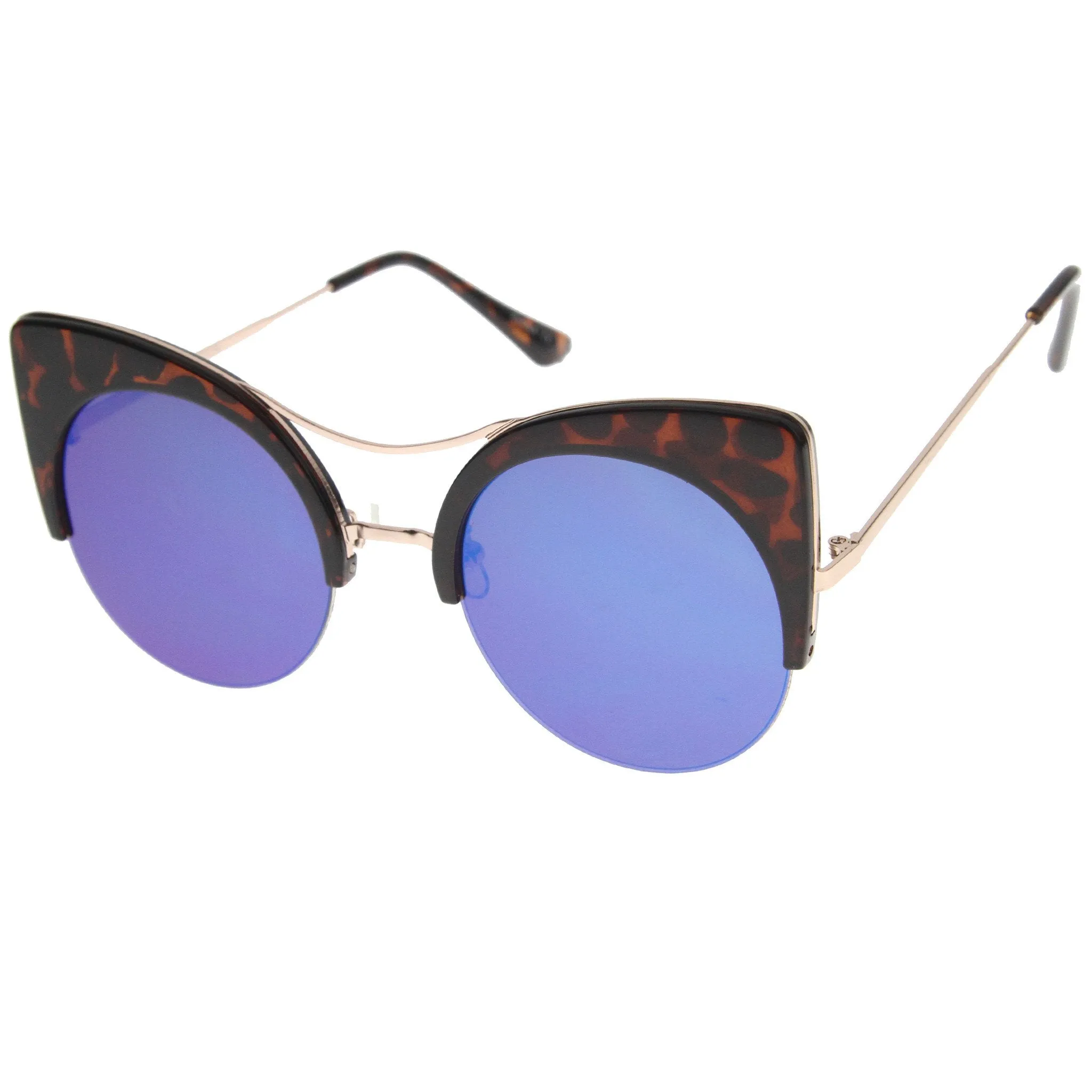 Oversize Flat Lens Round Cat Eye Mirror Lens Sunglasses A175 sold by ZeroUV product image thumbnail 2
