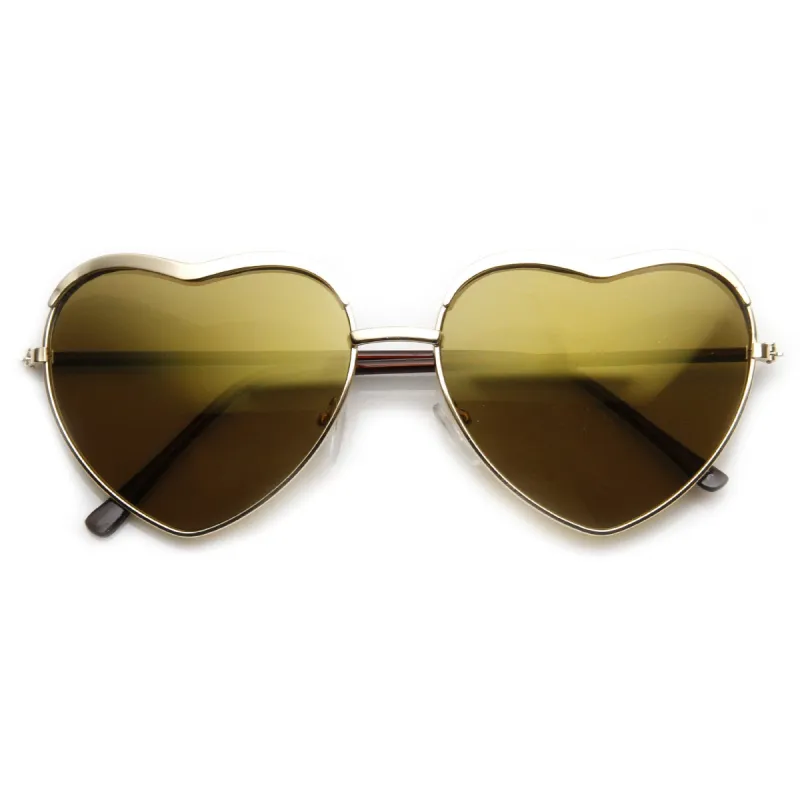 Women's Cute Heart Shape Mirrored Lens Sunglasses 9405 sold by ZeroUV