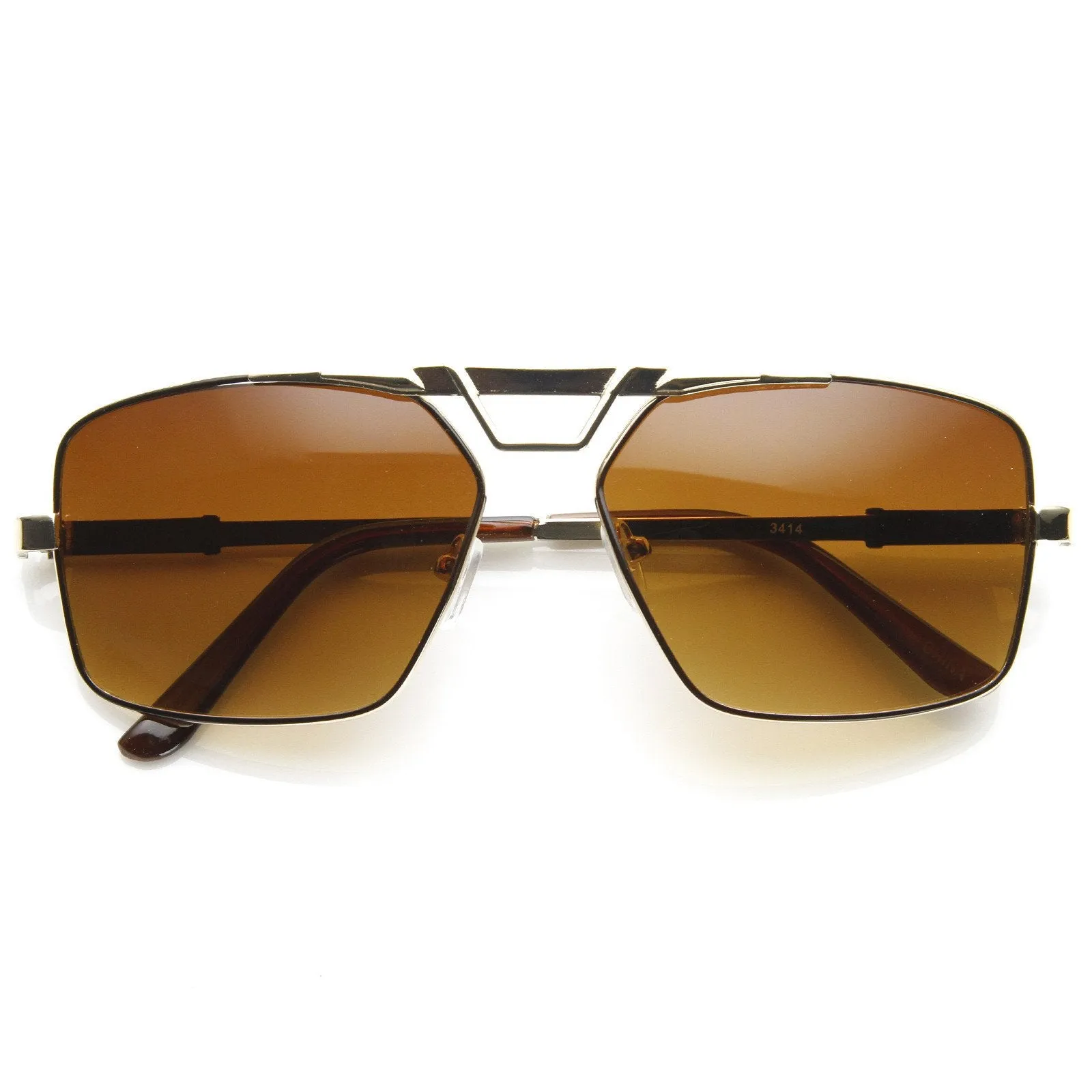 Modern Mens GQ Fashion Large Square Metal Frame Aviator Sunglasses 8988 sold by ZeroUV product image thumbnail 5