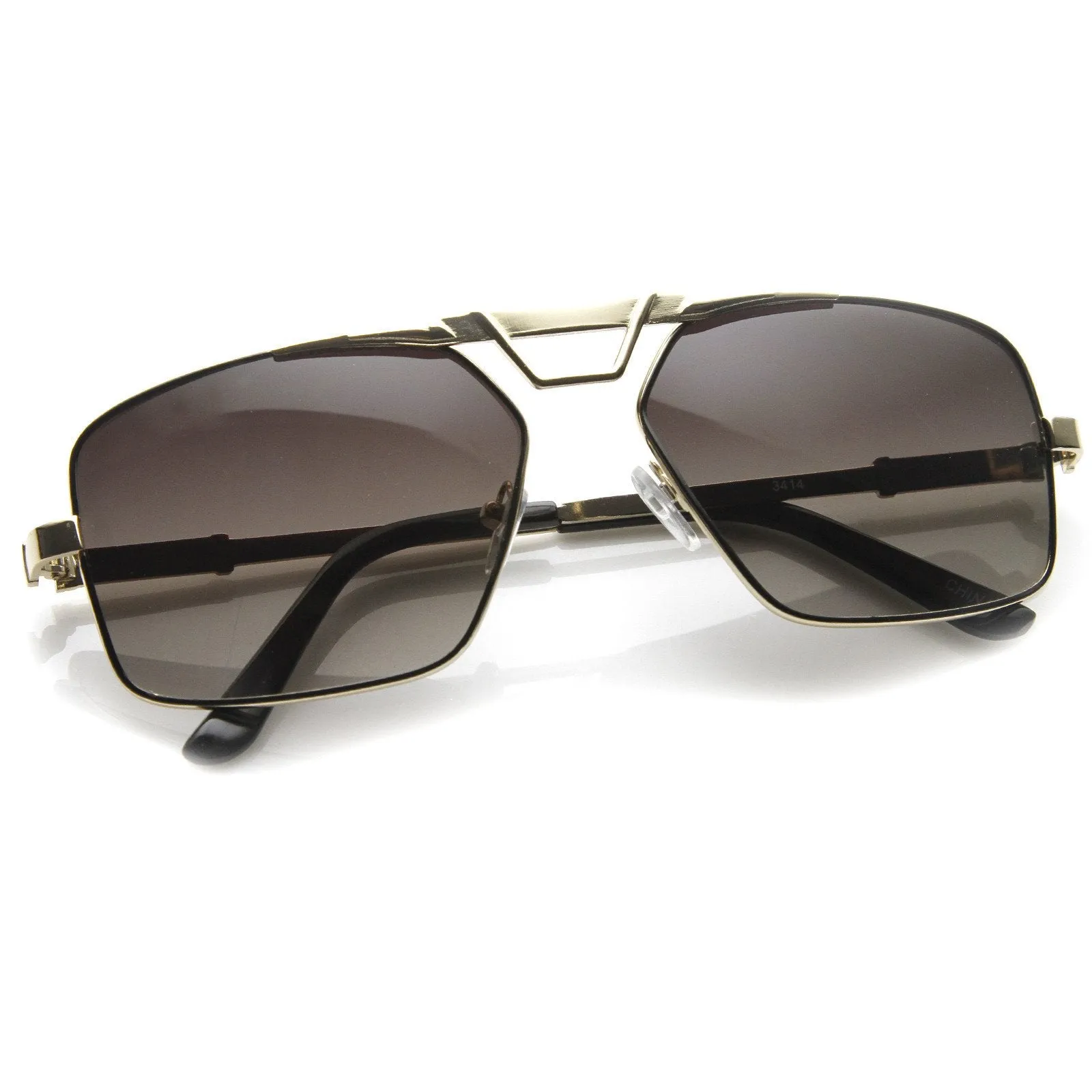 Modern Mens GQ Fashion Large Square Metal Frame Aviator Sunglasses 8988 sold by ZeroUV product image thumbnail 3