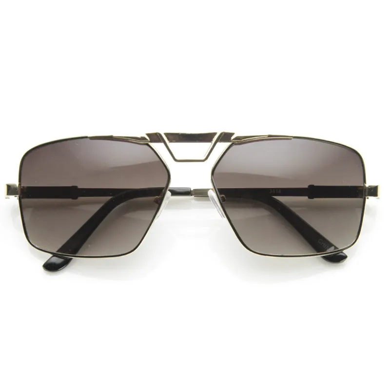 Modern Mens GQ Fashion Large Square Metal Frame Aviator Sunglasses 8988 sold by ZeroUV