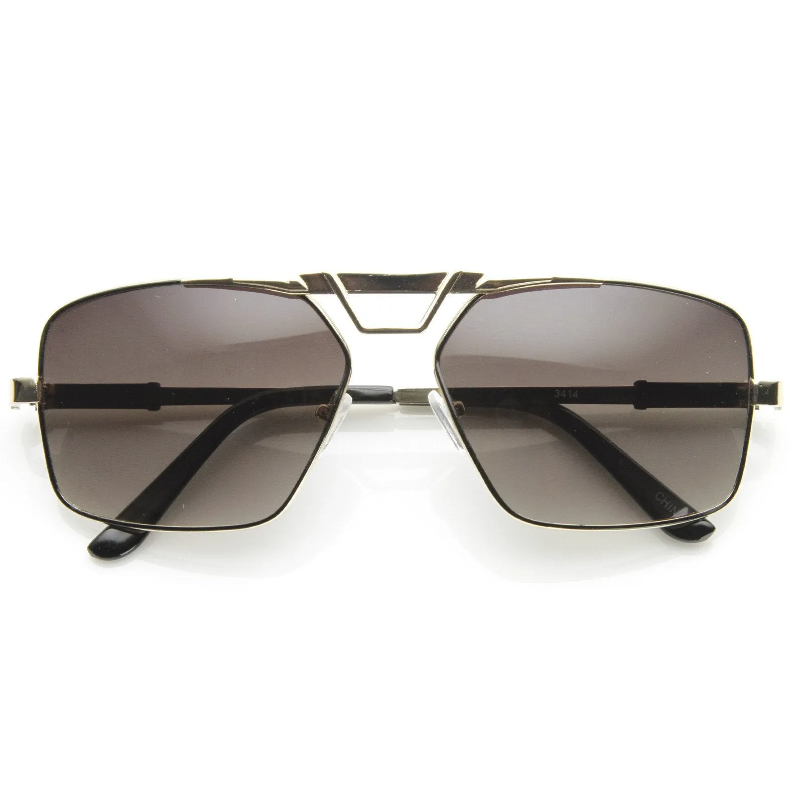 Modern Mens GQ Fashion Large Square Metal Frame Aviator Sunglasses 8988 sold by ZeroUV