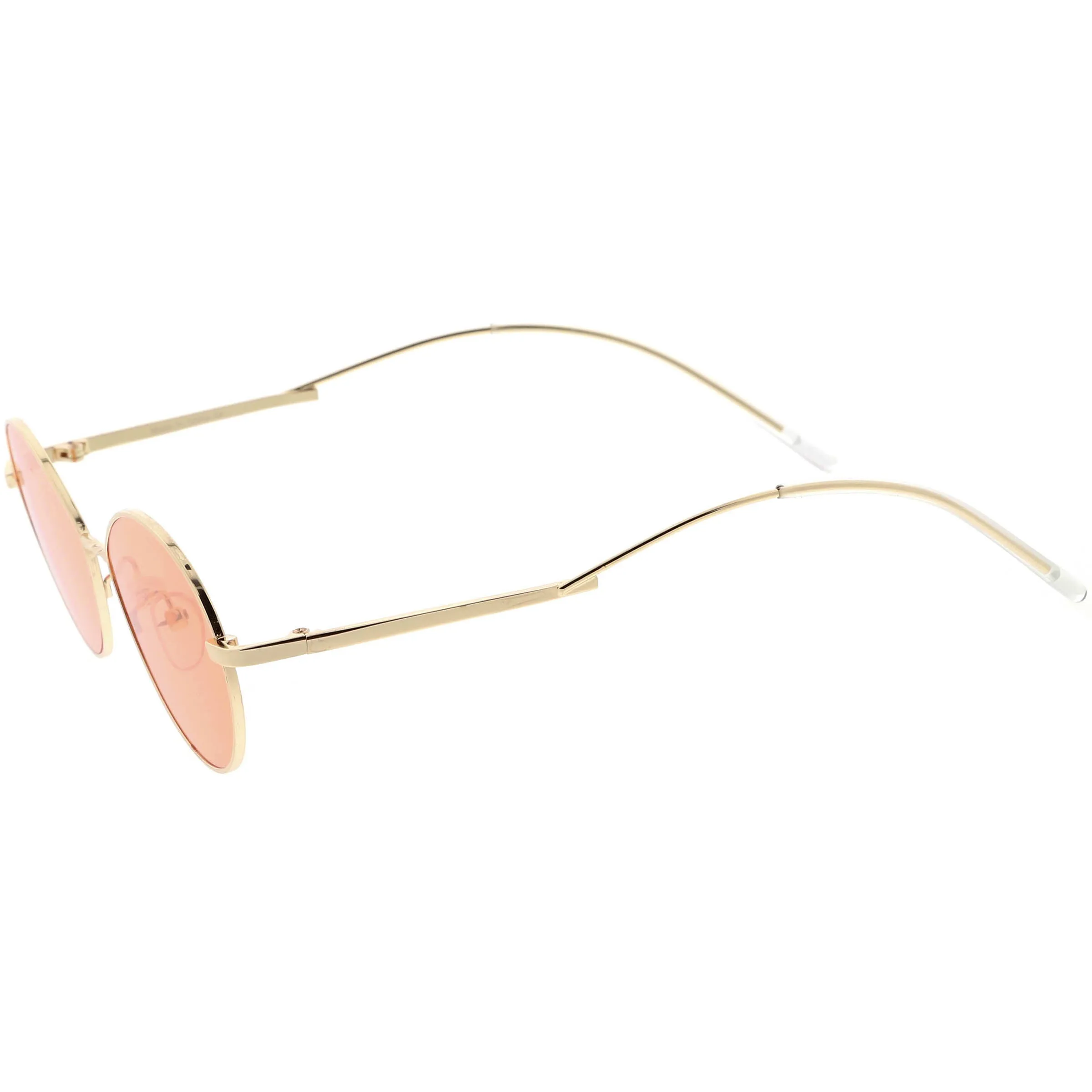 Retro Sophisticated Color Tinted Lenses Gold Metal Frame Oval Sunglasses C978 sold by ZeroUV product image thumbnail 3