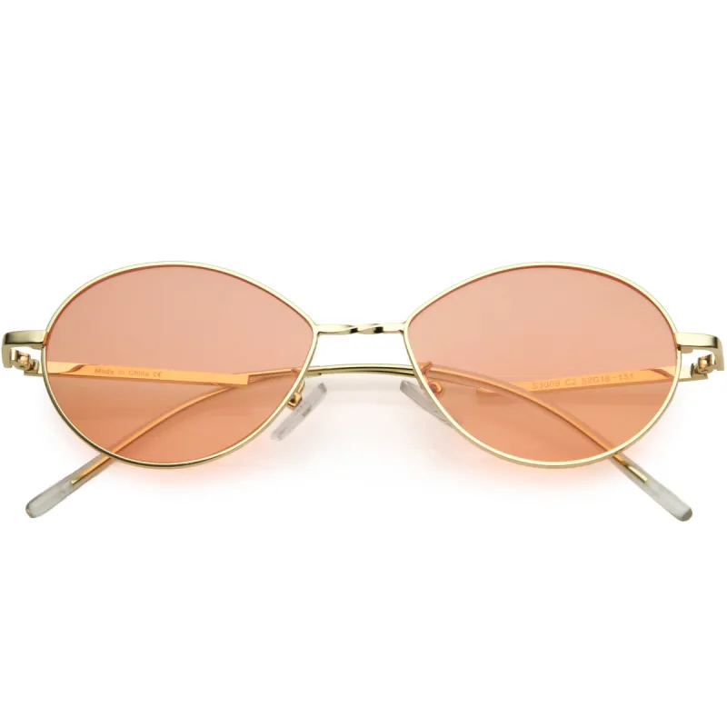 Retro Sophisticated Color Tinted Lenses Gold Metal Frame Oval Sunglasses C978 sold by ZeroUV
