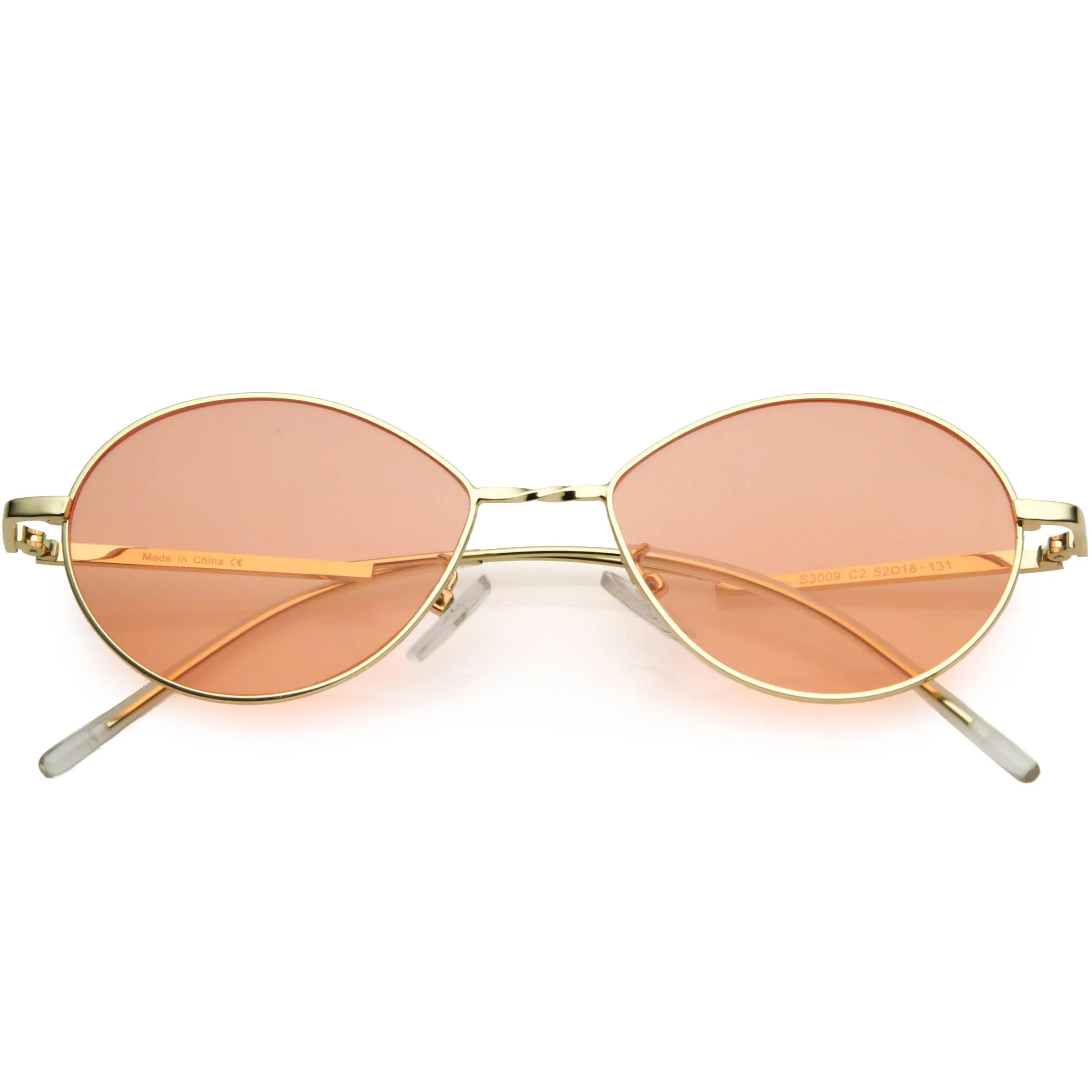 Retro Sophisticated Color Tinted Lenses Gold Metal Frame Oval Sunglasses C978 sold by ZeroUV