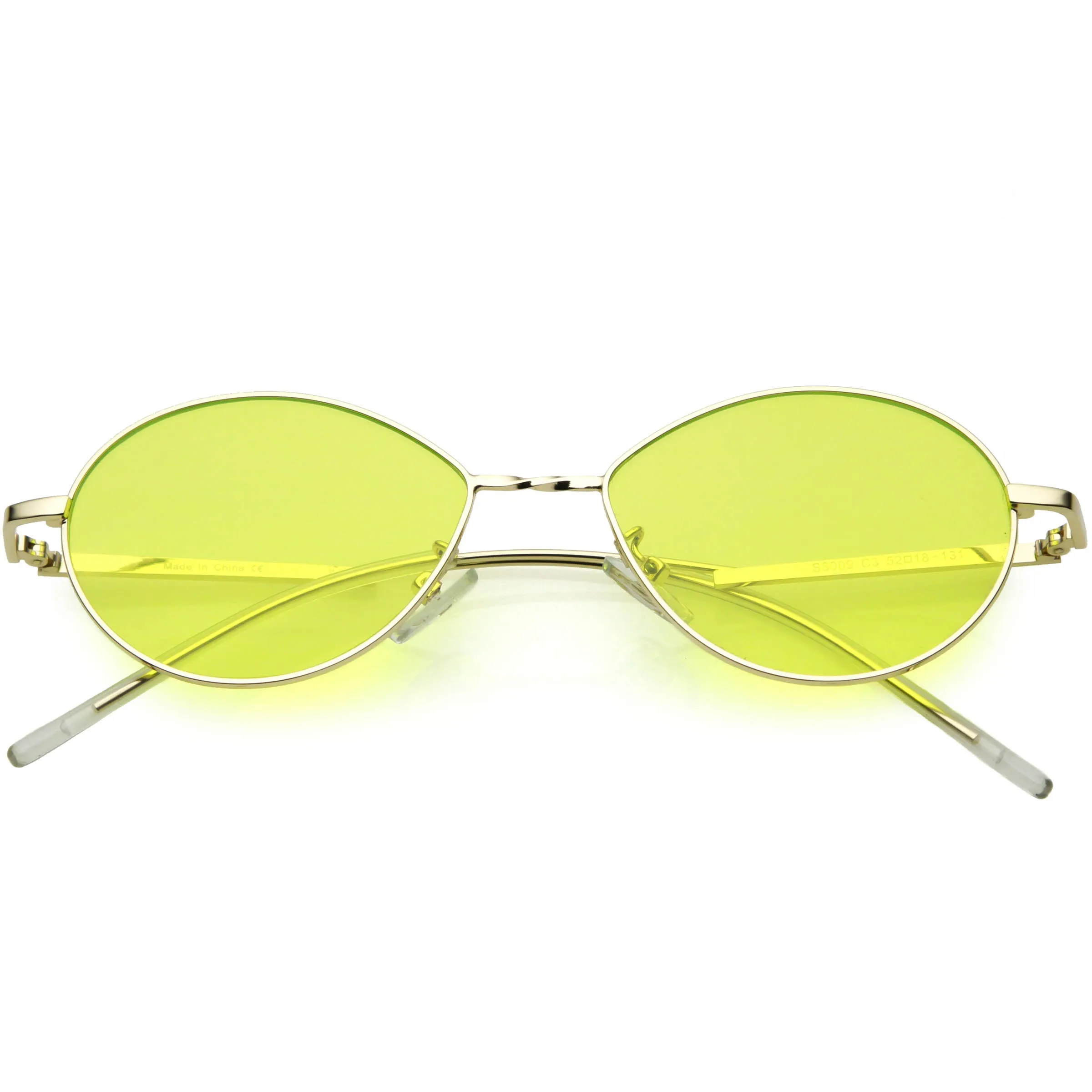 Retro Sophisticated Color Tinted Lenses Gold Metal Frame Oval Sunglasses C978 sold by ZeroUV product image thumbnail 4
