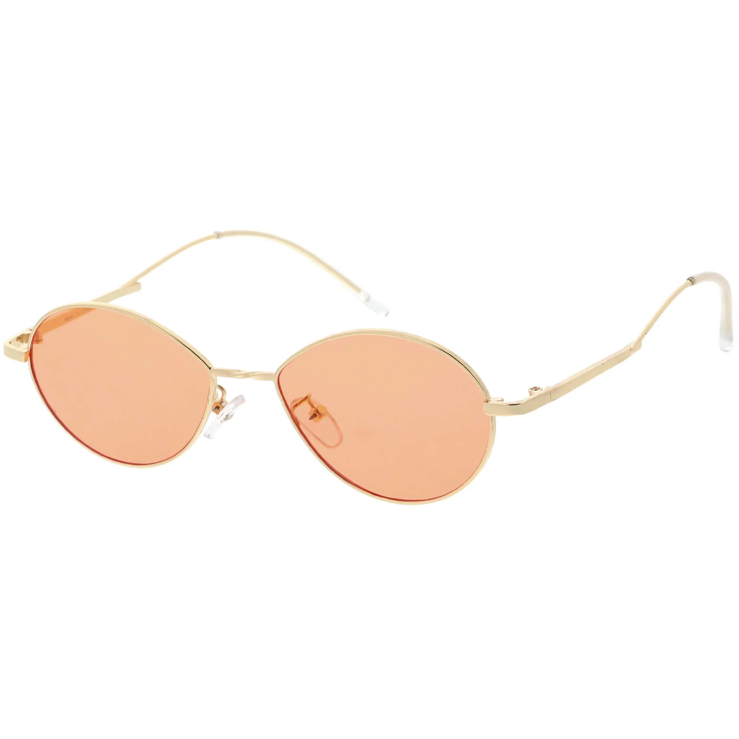 Retro Sophisticated Color Tinted Lenses Gold Metal Frame Oval Sunglasses C978 sold by ZeroUV product image thumbnail 2