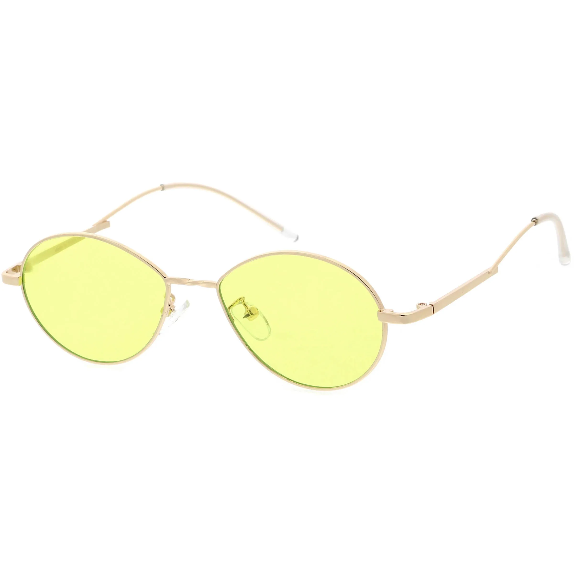 Retro Sophisticated Color Tinted Lenses Gold Metal Frame Oval Sunglasses C978 sold by ZeroUV product image thumbnail 5