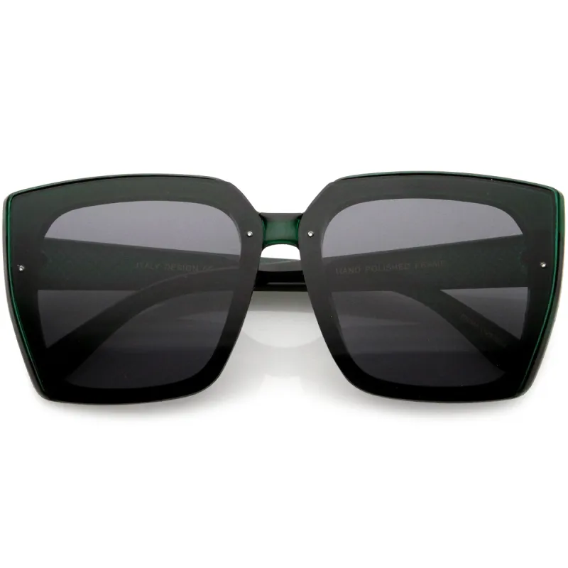 Glamorous Chic Designer-Inspired Argyle Embossed Arms Oversized Square Sunglasses D035 sold by ZeroUV