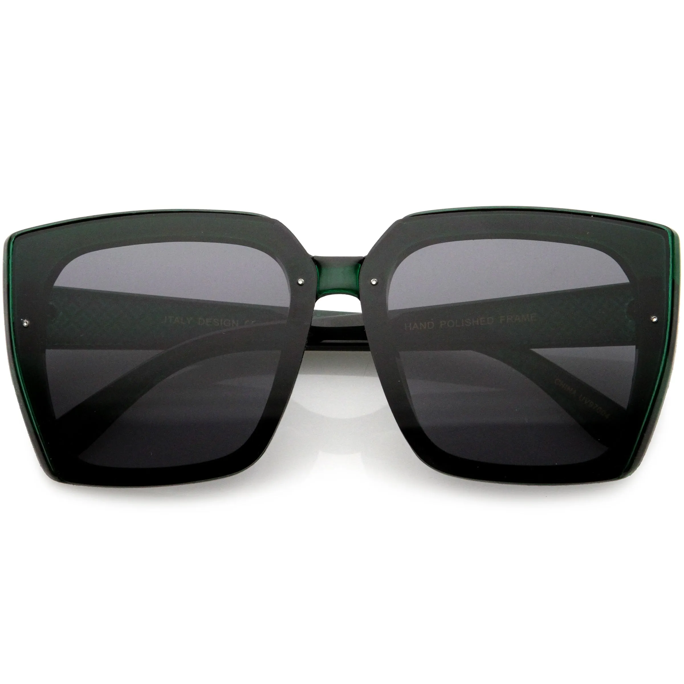 Glamorous Chic Designer-Inspired Argyle Embossed Arms Oversized Square Sunglasses D035 sold by ZeroUV