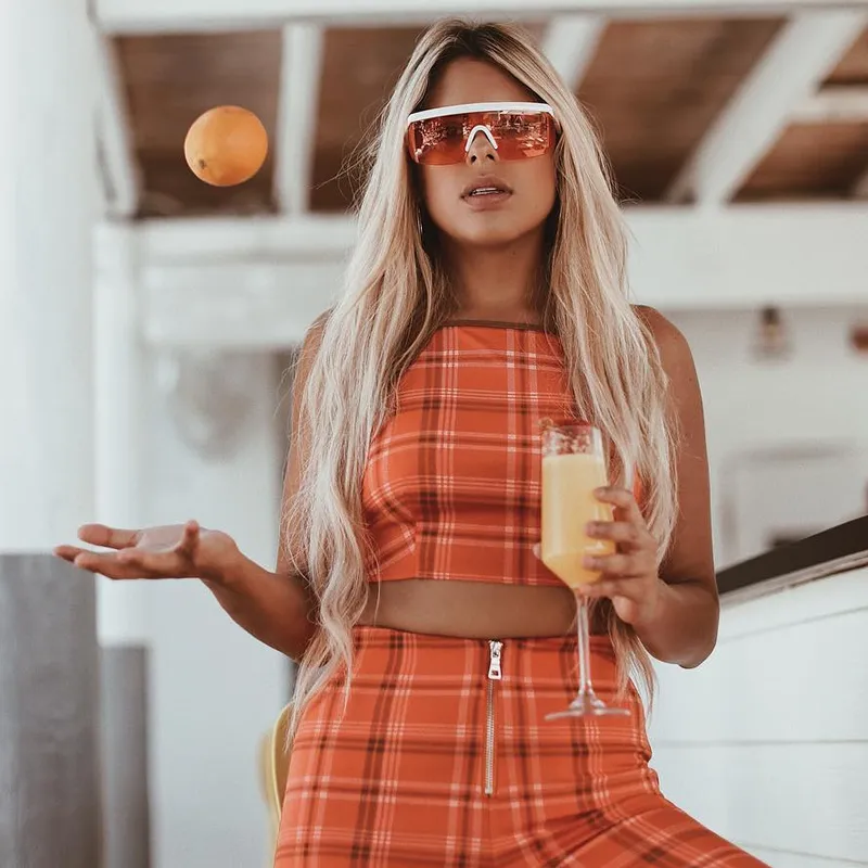 Retro Flat Top Color Tone Half Frame Goggle Shield Sunglasses C546 sold by ZeroUV product image thumbnail 4