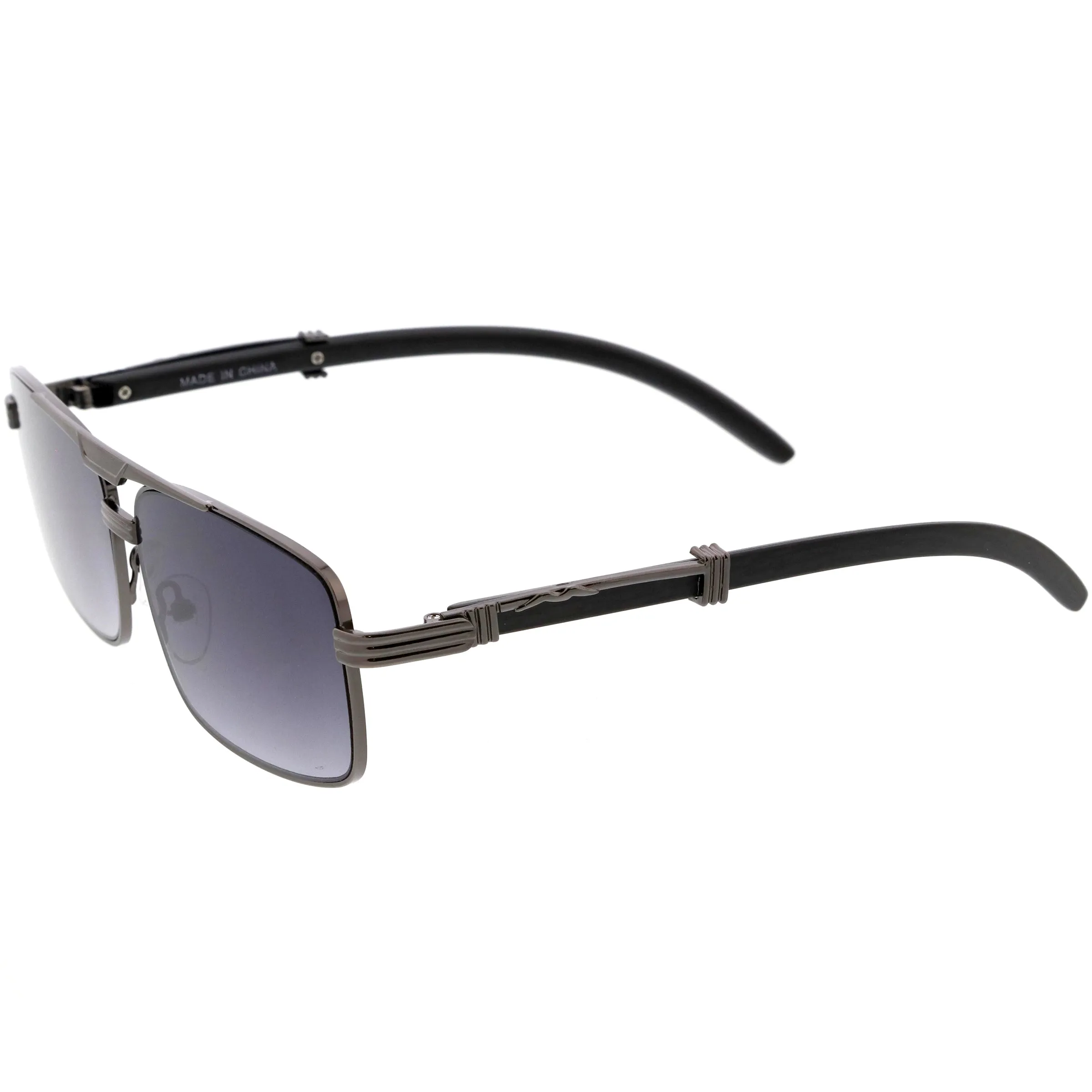 Classy Dapper Neutral Metal Crossbar Square Sunglasses D245 sold by ZeroUV product image thumbnail 3