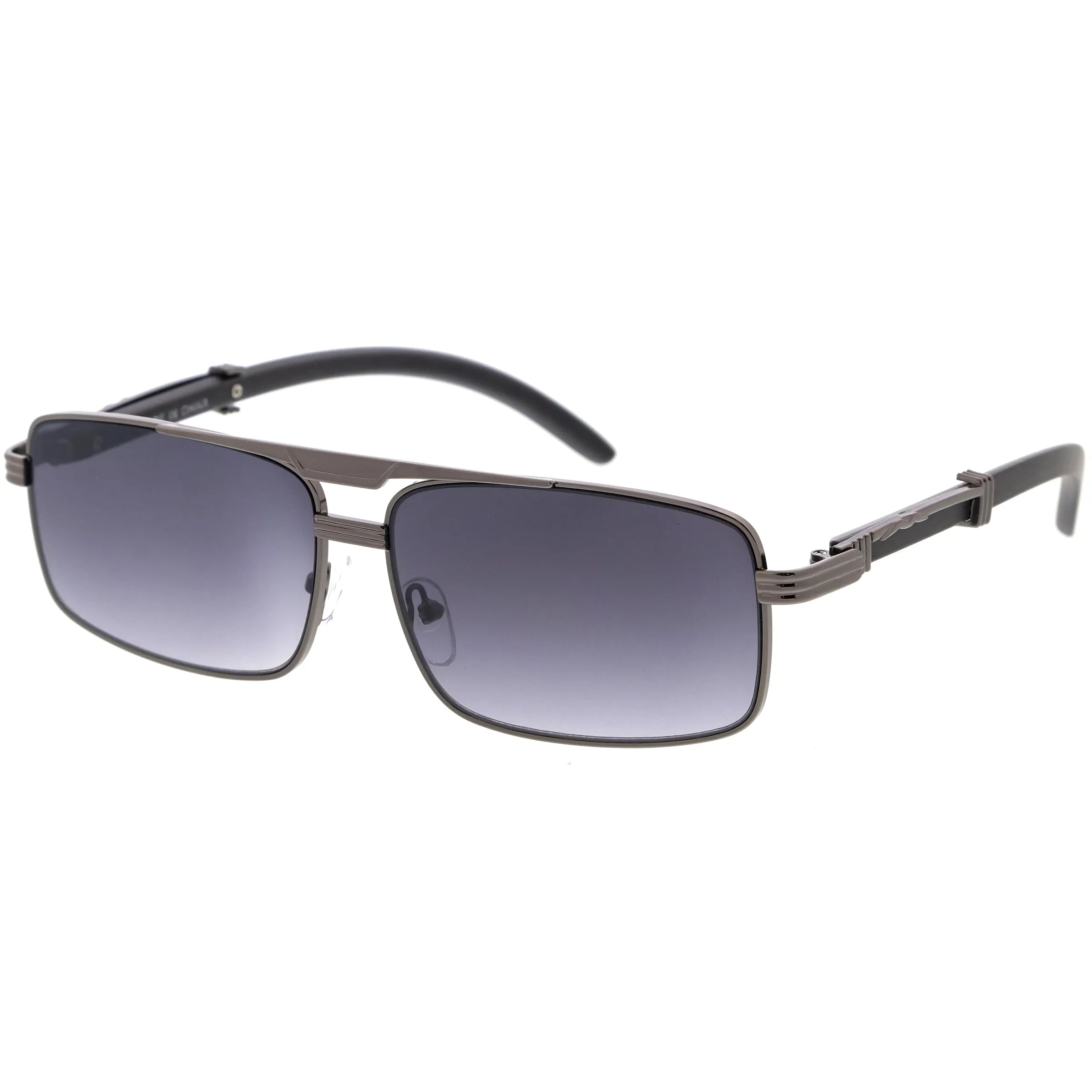 Classy Dapper Neutral Metal Crossbar Square Sunglasses D245 sold by ZeroUV product image thumbnail 2