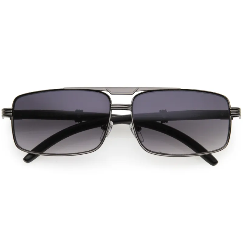 Classy Dapper Neutral Metal Crossbar Square Sunglasses D245 sold by ZeroUV