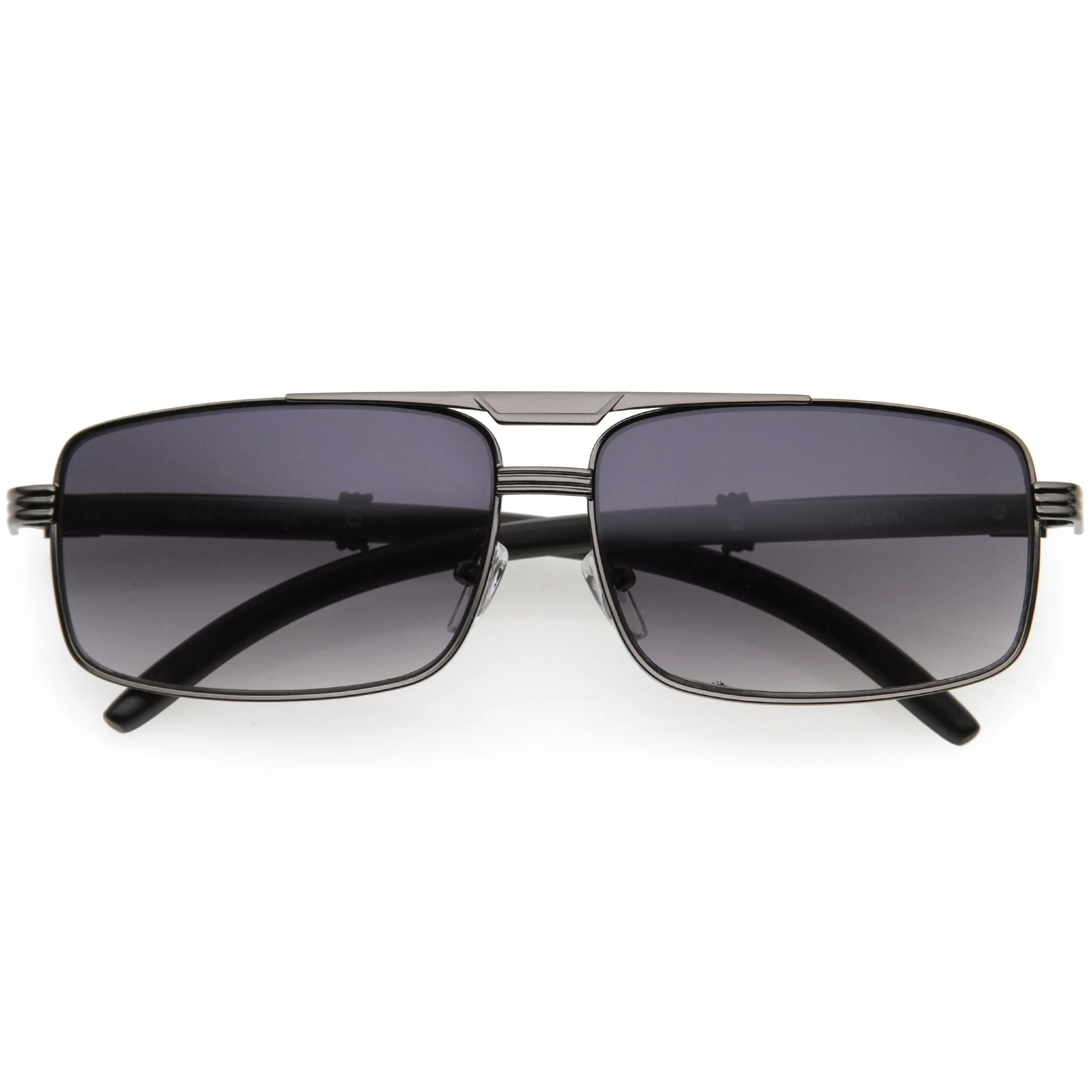 Classy Dapper Neutral Metal Crossbar Square Sunglasses D245 sold by ZeroUV