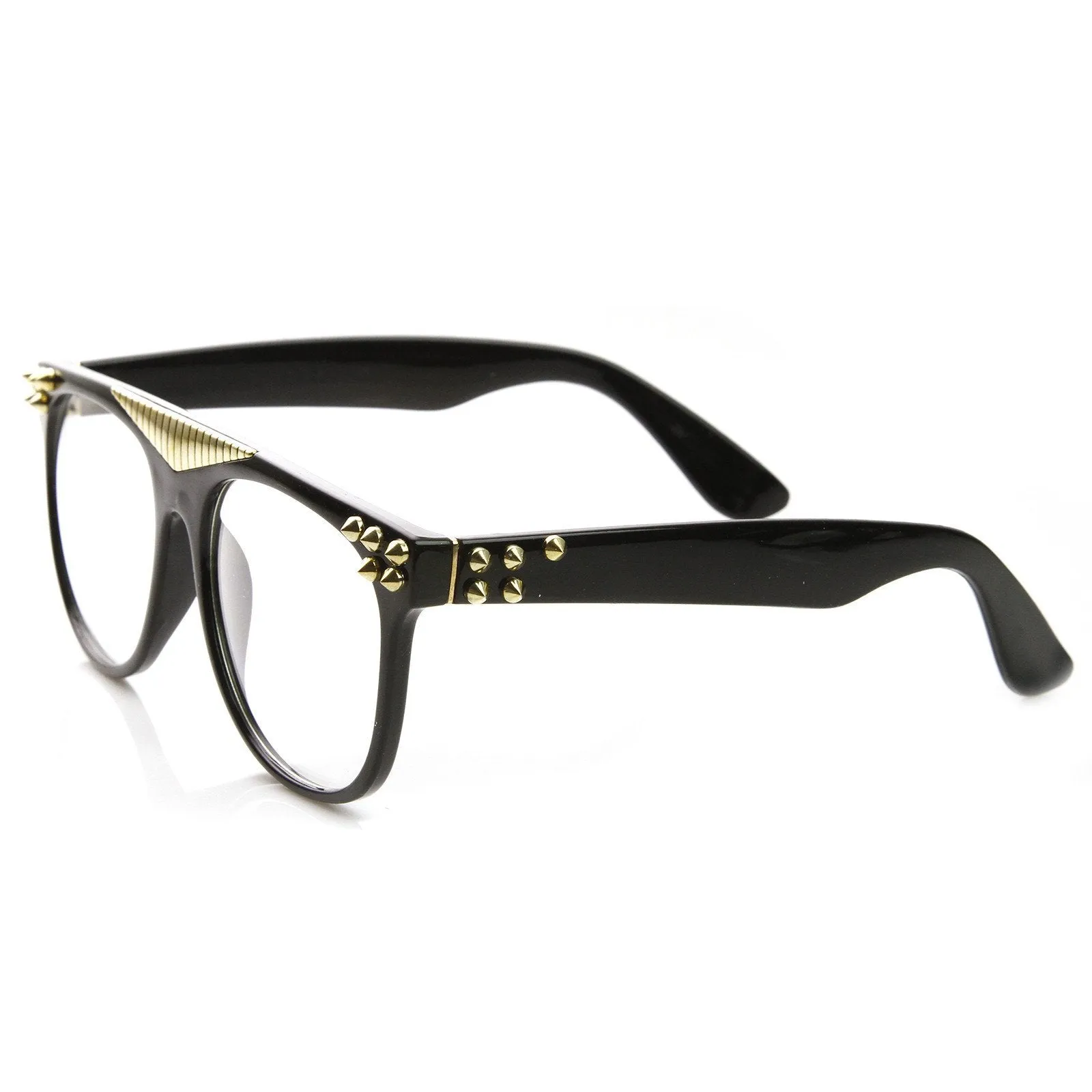 Fashion Spiked Retro Flat Top Clear Lens Horned Rim Glasses 8885 sold by ZeroUV product image thumbnail 3