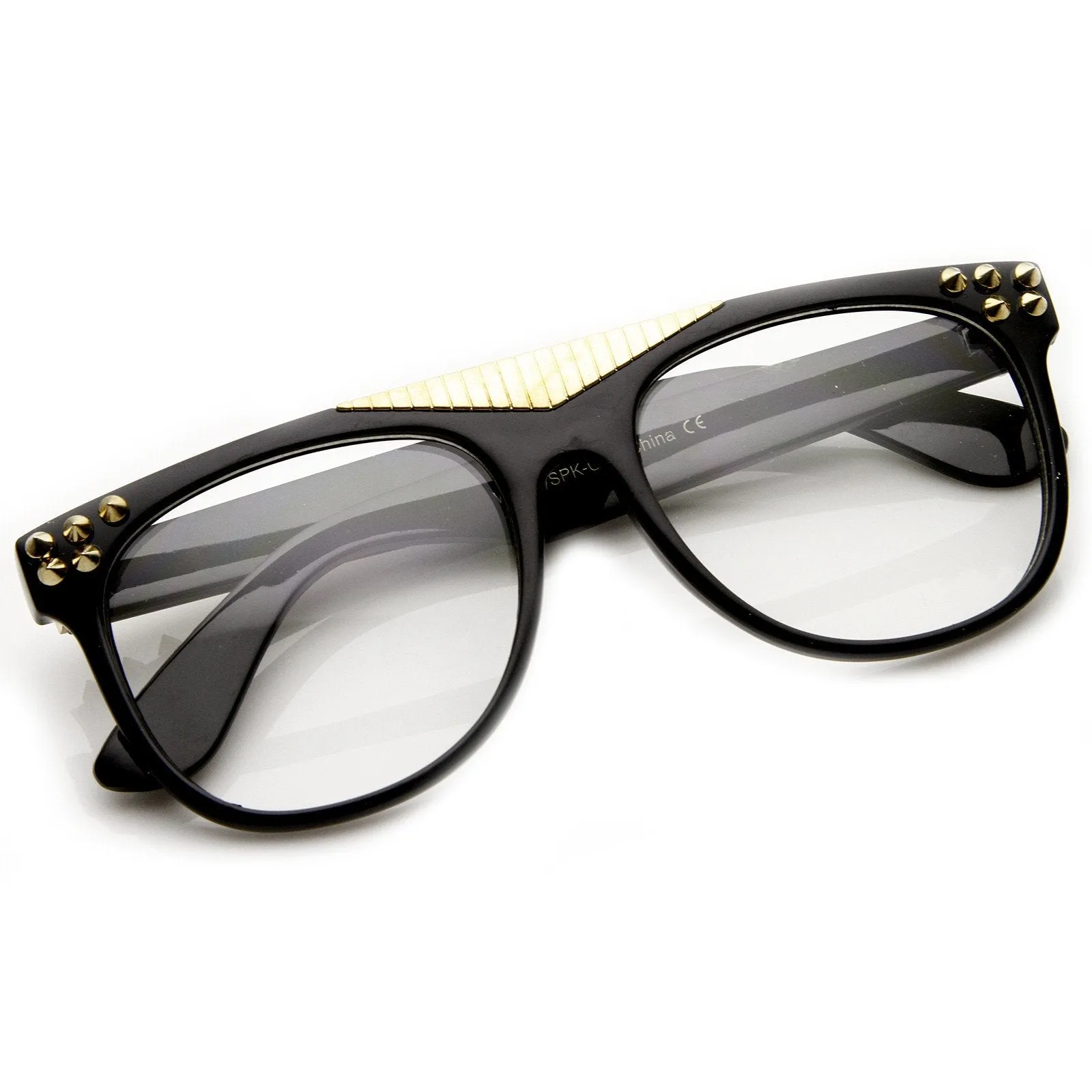 Fashion Spiked Retro Flat Top Clear Lens Horned Rim Glasses 8885 sold by ZeroUV product image thumbnail 4