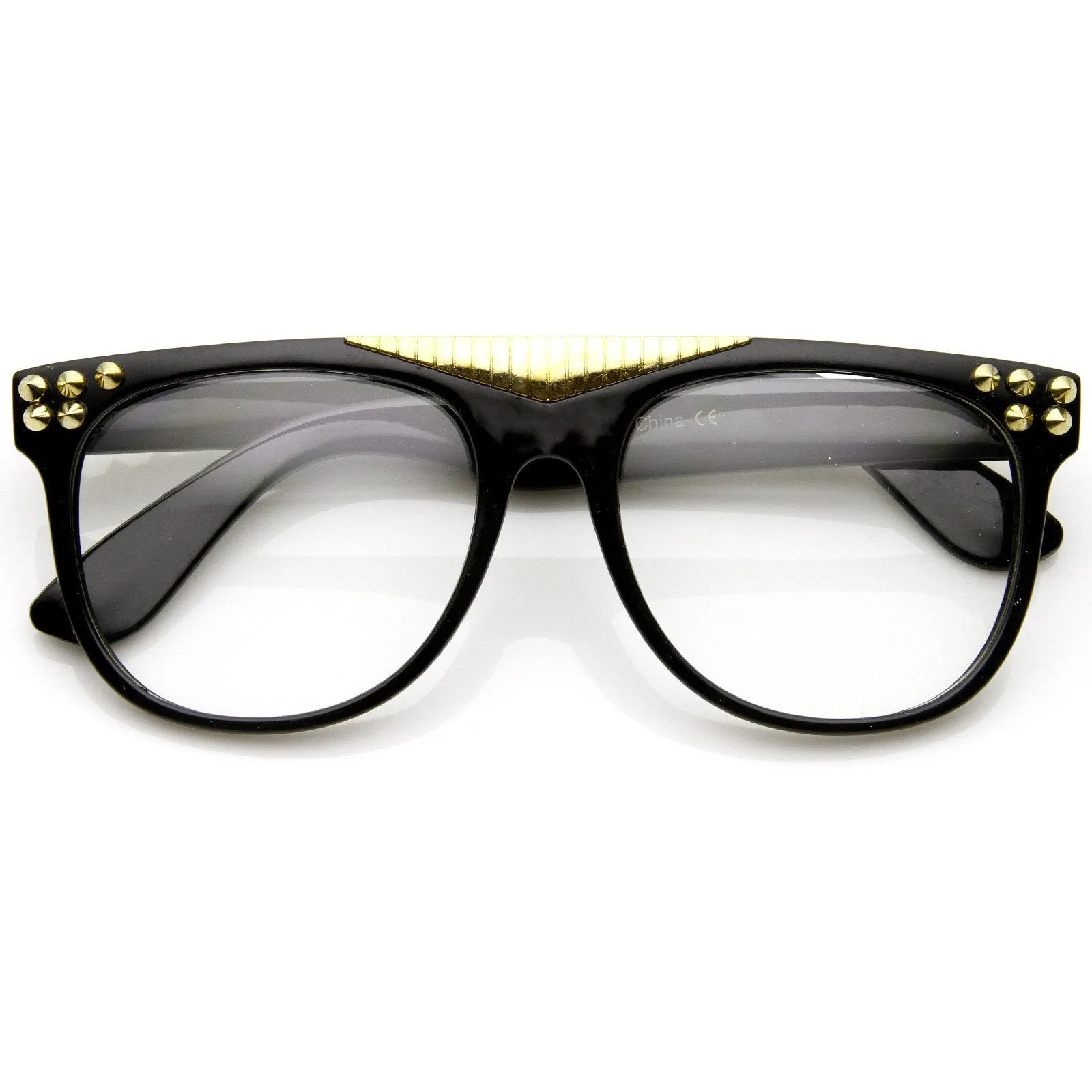 Fashion Spiked Retro Flat Top Clear Lens Horned Rim Glasses 8885 sold by ZeroUV