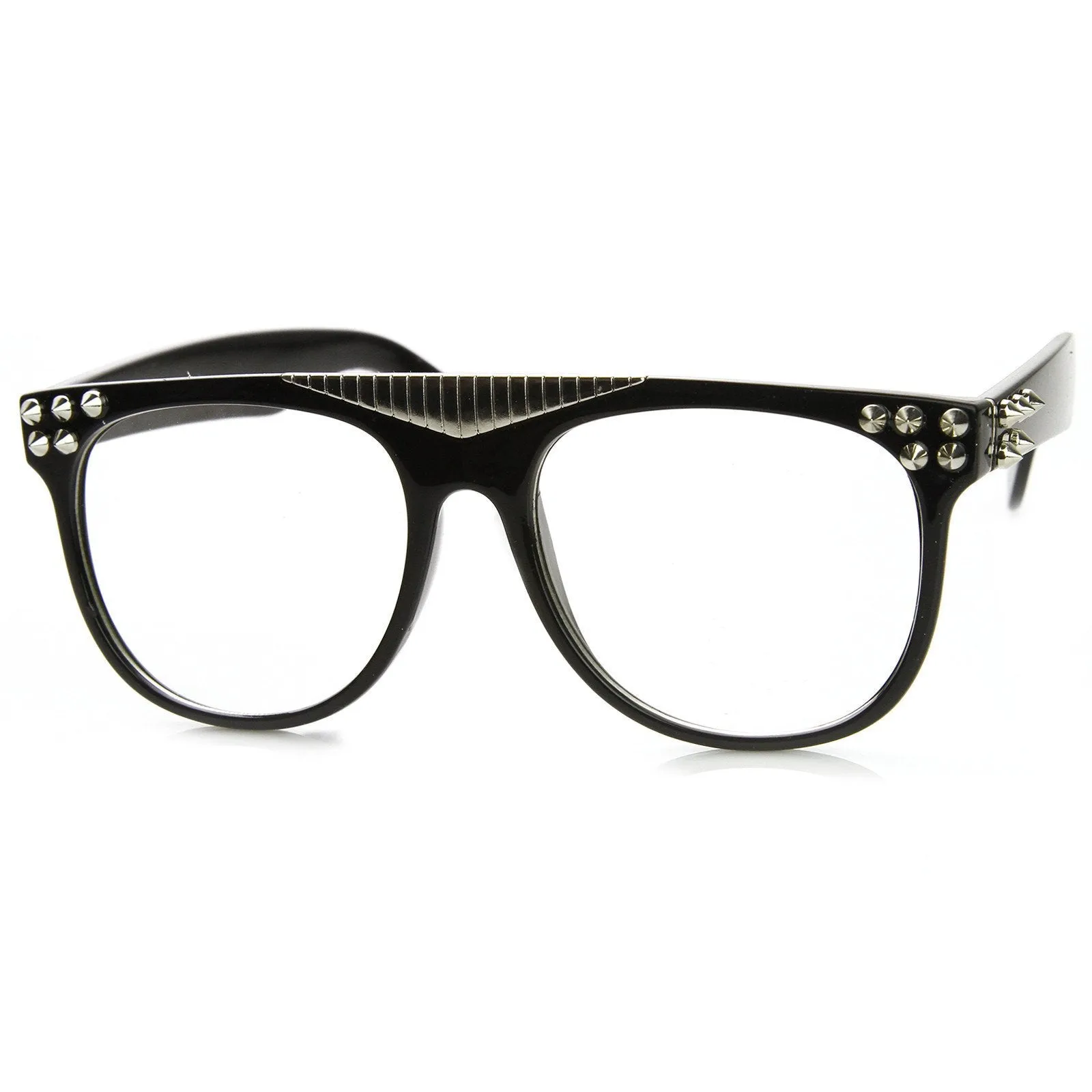 Fashion Spiked Retro Flat Top Clear Lens Horned Rim Glasses 8885 sold by ZeroUV product image thumbnail 5
