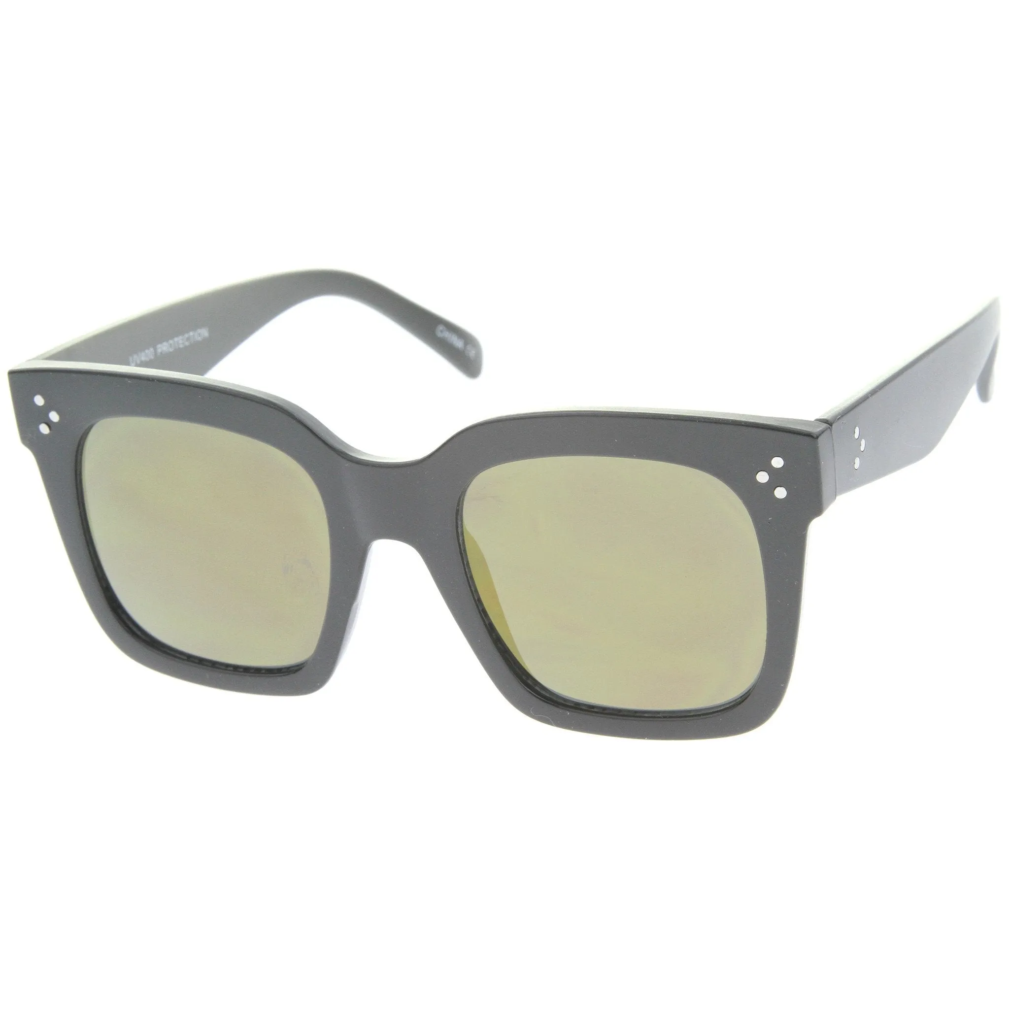 Bold Oversize Flat Mirror Lens Square Frame Horn Rimmed Sunglasses 50mm - A100 sold by ZeroUV product image thumbnail 5
