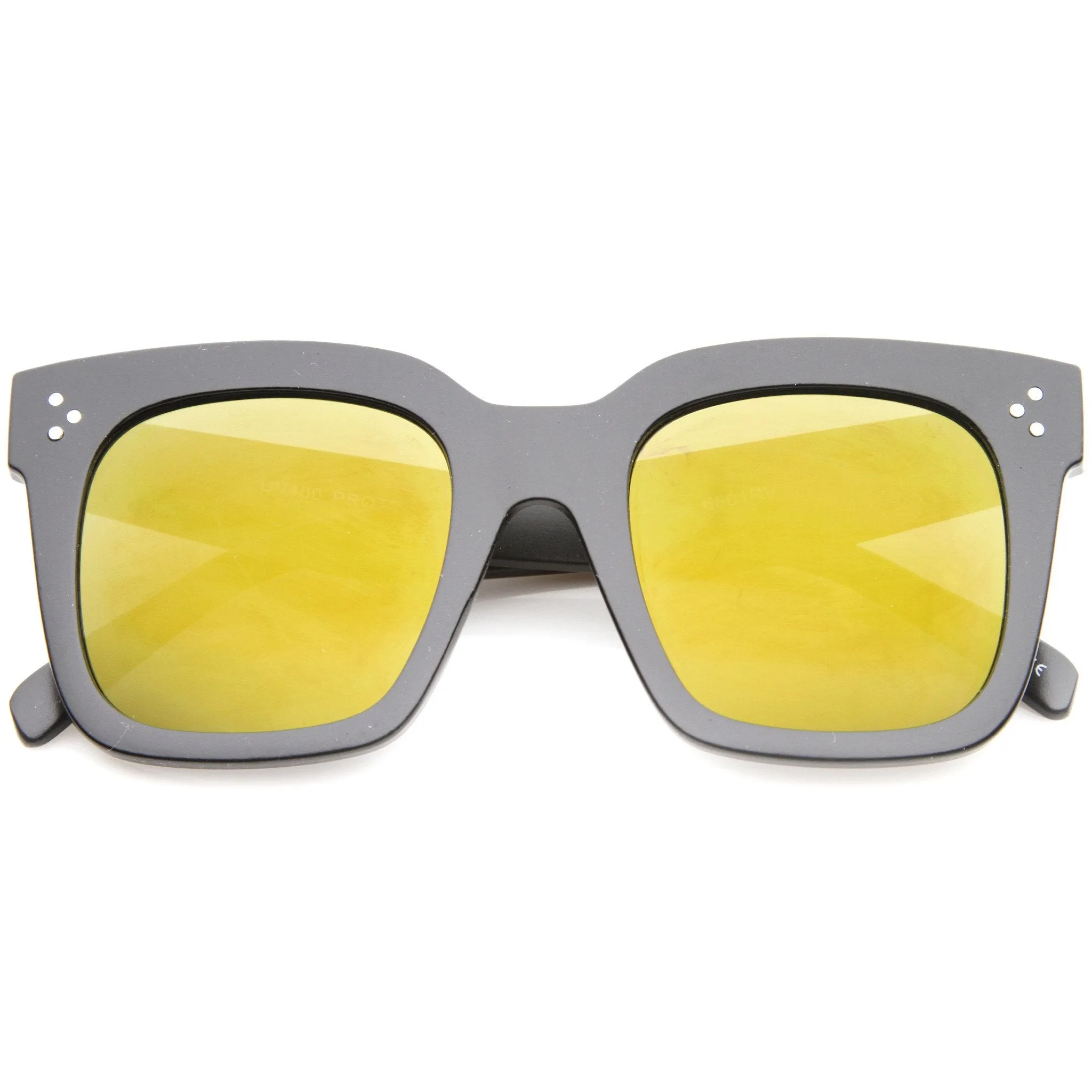 Bold Oversize Flat Mirror Lens Square Frame Horn Rimmed Sunglasses 50mm - A100 sold by ZeroUV product image thumbnail 4